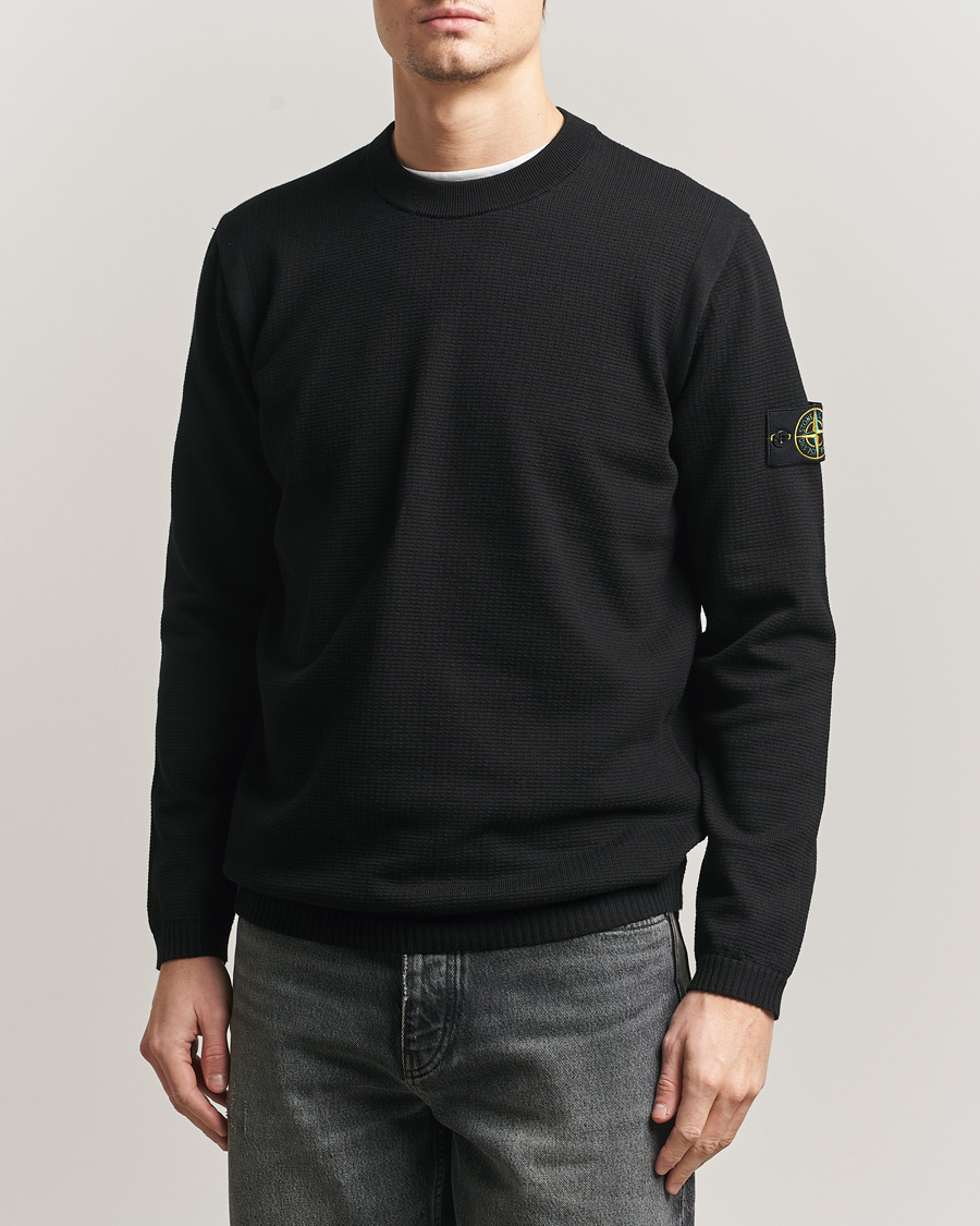 Men | Sweaters & Knitwear | Stone Island | Micro Stitch Soft Organic Cotton Crewneck Black