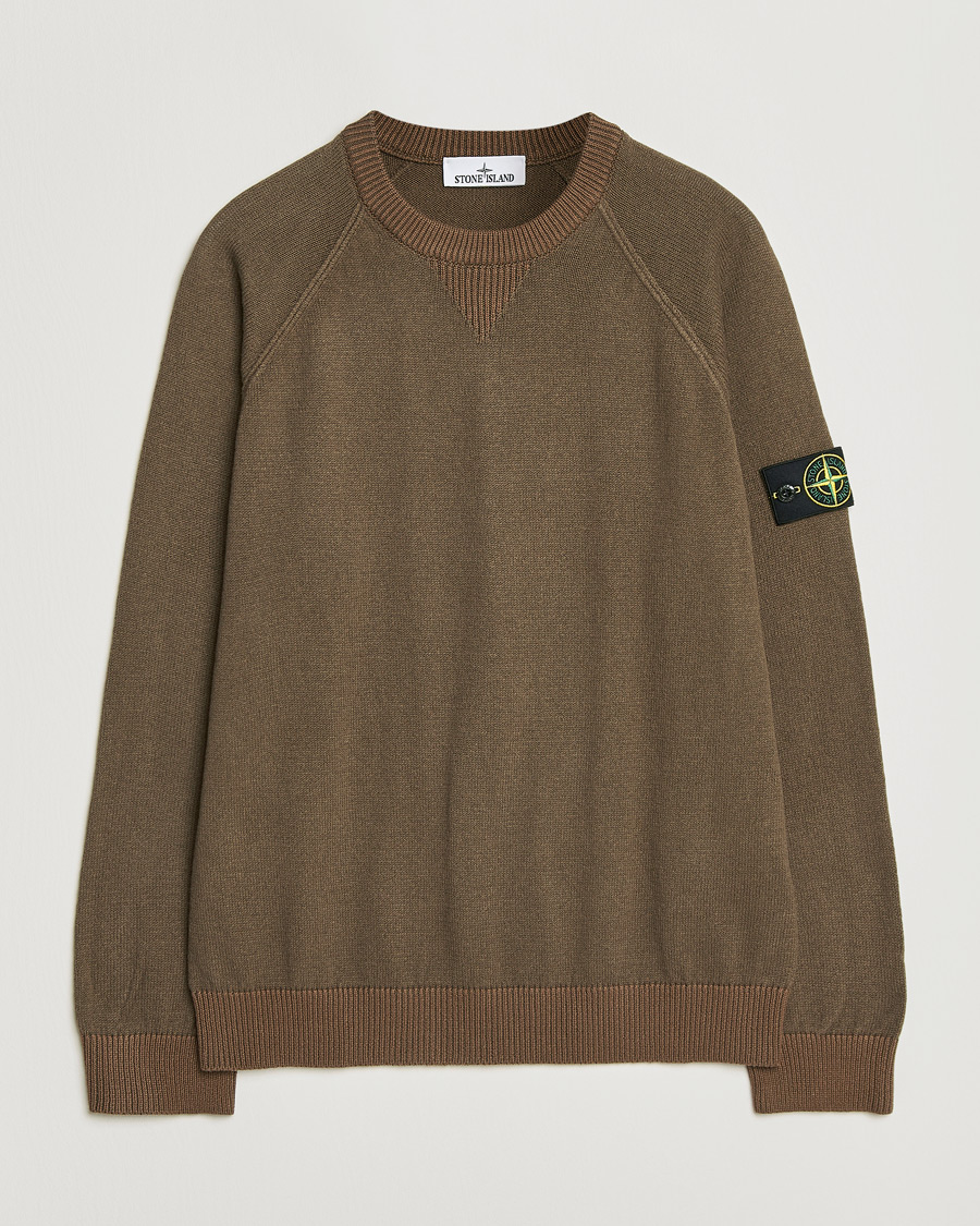 Men | Sweaters & Knitwear | Stone Island | Raw Hand Organic Cotton Raglan Crewneck Umber