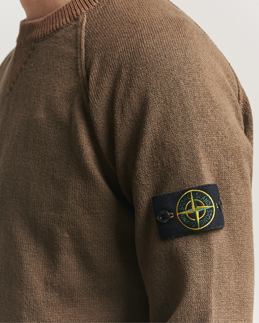 Men | Sweaters & Knitwear | Stone Island | Raw Hand Organic Cotton Raglan Crewneck Umber
