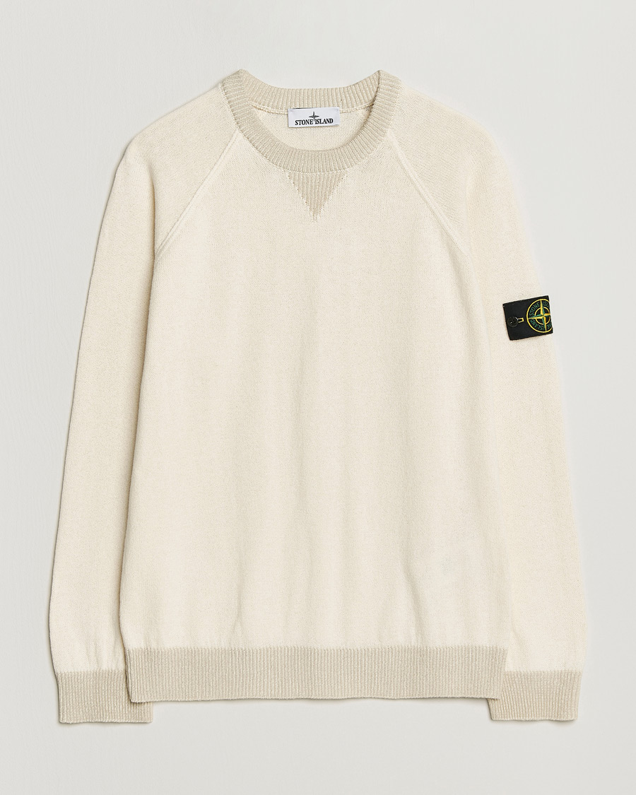 Men | Sweaters & Knitwear | Stone Island | Raw Hand Organic Cotton Raglan Crewneck Ivory