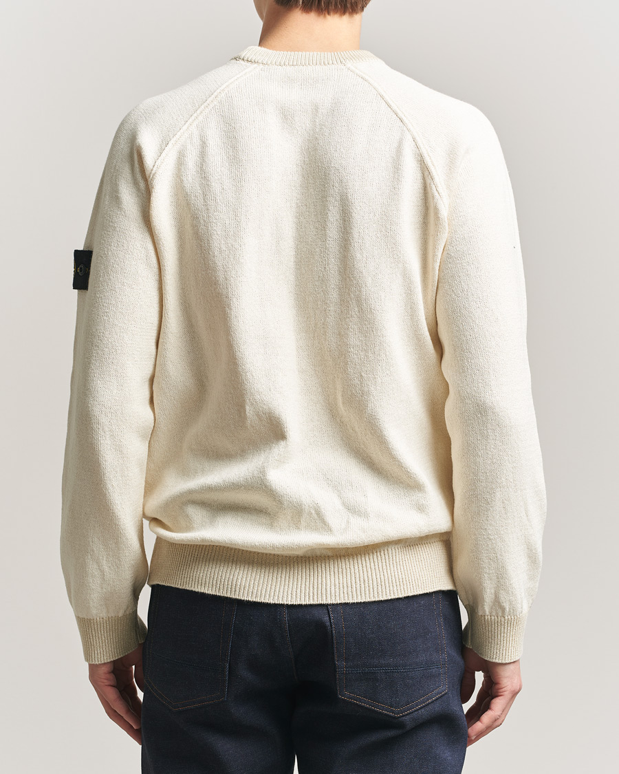 Men | Sweaters & Knitwear | Stone Island | Raw Hand Organic Cotton Raglan Crewneck Ivory