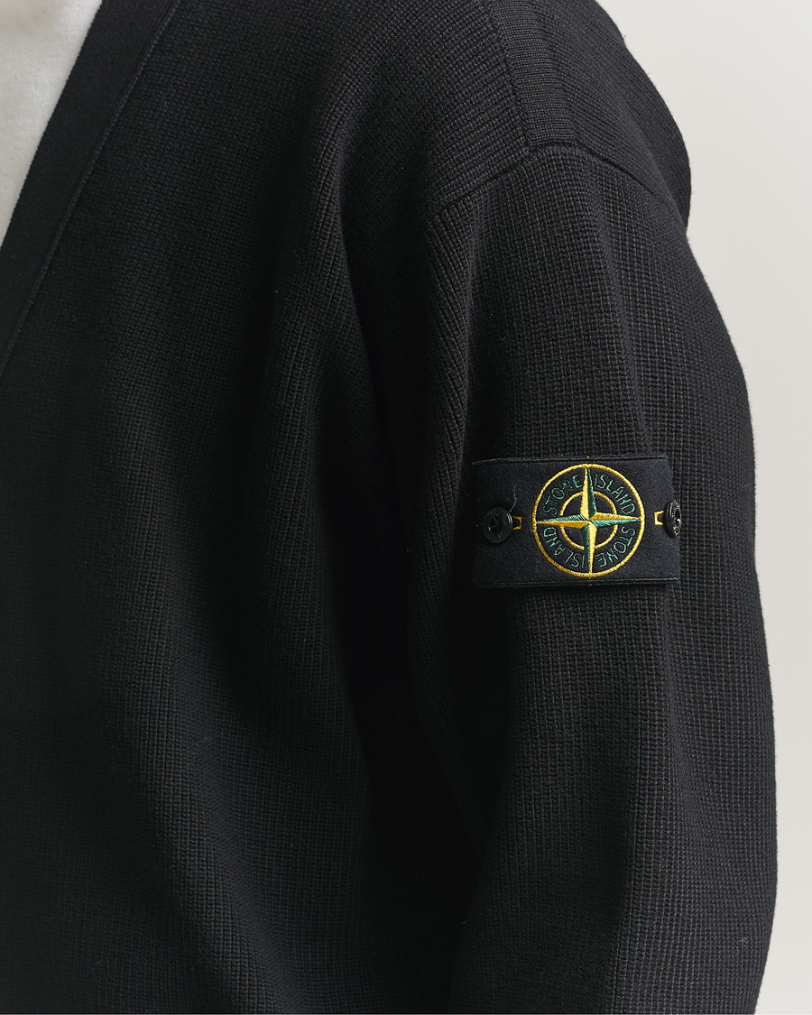 Men | Sweaters & Knitwear | Stone Island | Ribbed Soft Organic Cotton Cardigan Black