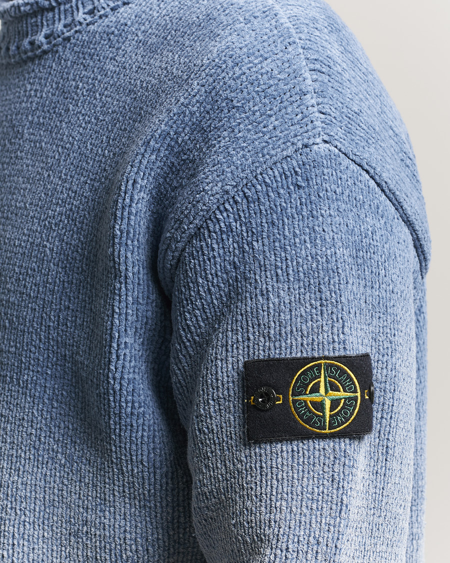 Men | Sweaters & Knitwear | Stone Island | Cotton Chenille Degrade Print Crewneck Dark Blue