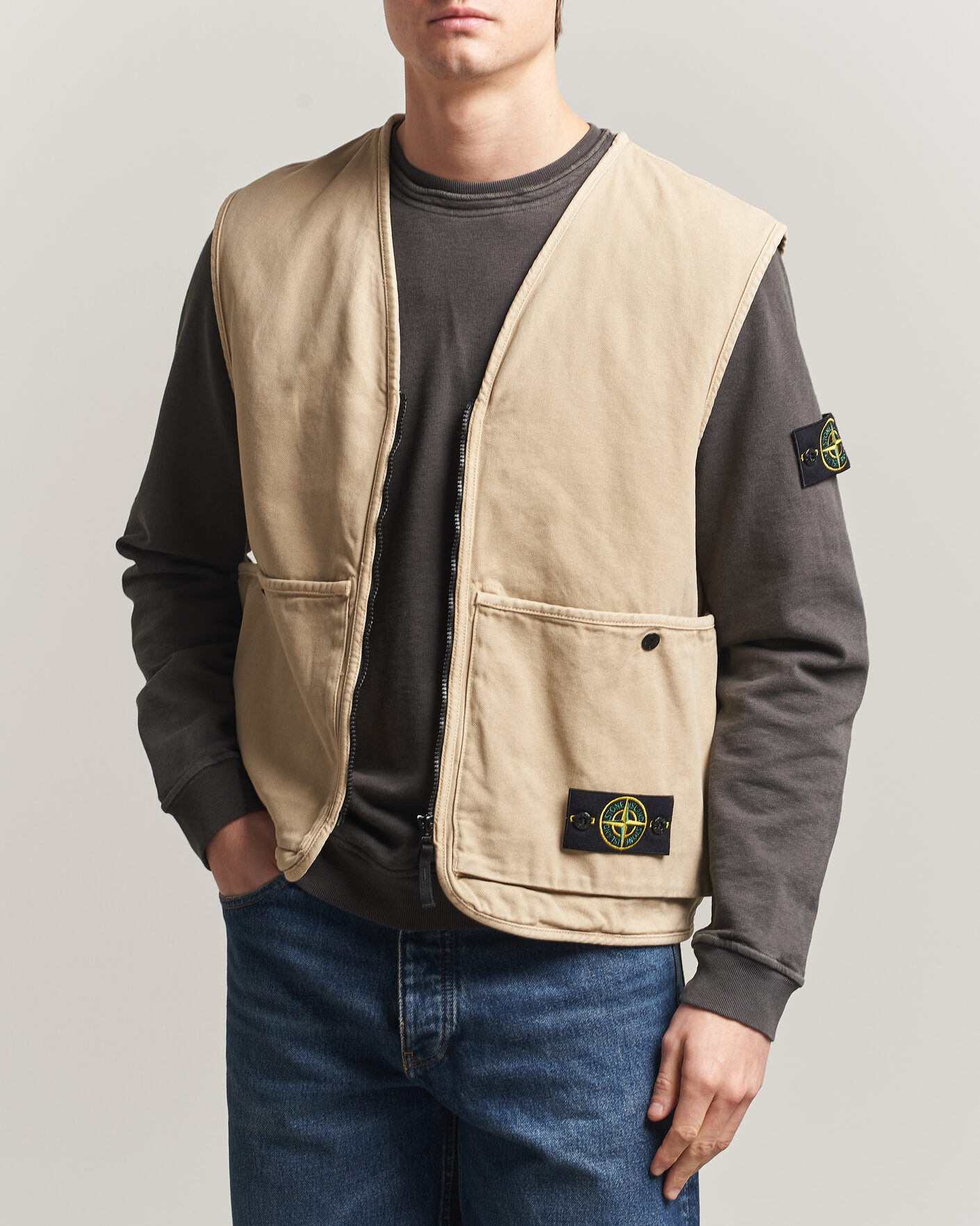 Men | Gilets | Stone Island | Organic Panama Cotton Padded Vest Desert