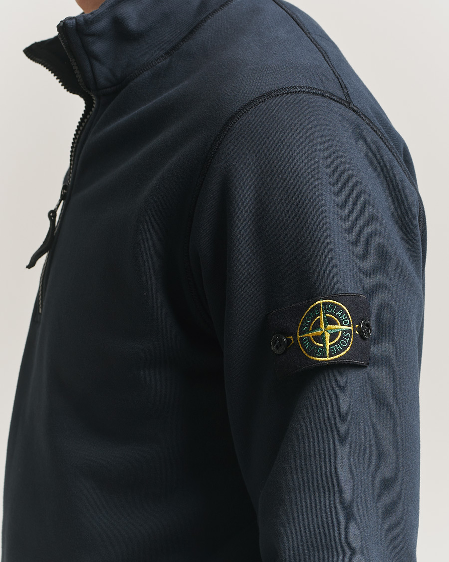 Men | Sweaters & Knitwear | Stone Island | Garment Dyed Fleece Half Zip Navy