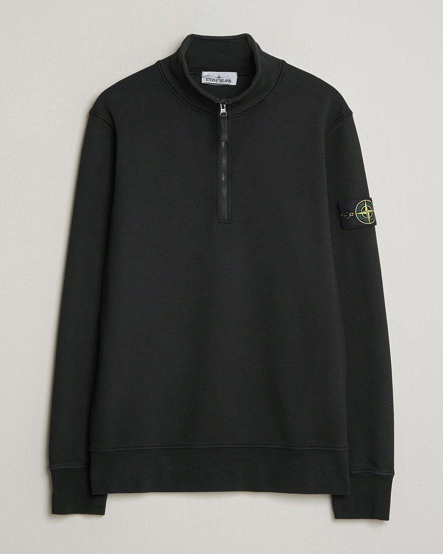Men | Sweaters & Knitwear | Stone Island | Garment Dyed Fleece Half Zip Black