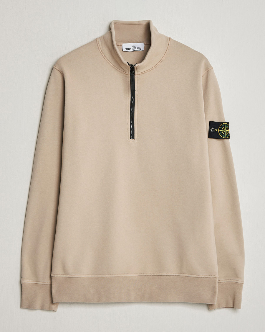 Men | Sweaters & Knitwear | Stone Island | Garment Dyed Fleece Half Zip Desert