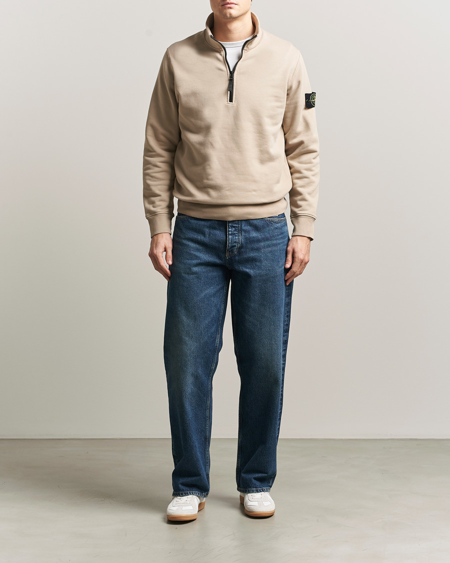 Men | Sweaters & Knitwear | Stone Island | Garment Dyed Fleece Half Zip Desert