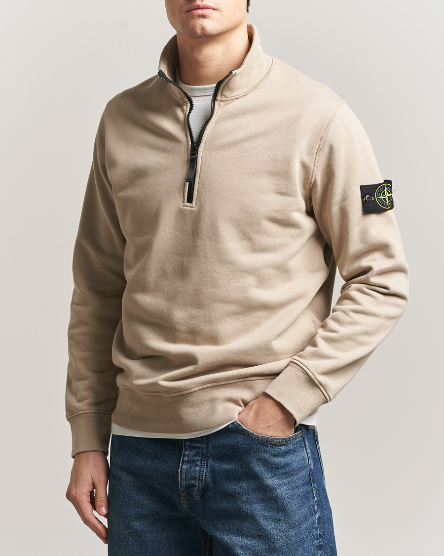Men | Sweaters & Knitwear | Stone Island | Garment Dyed Fleece Half Zip Desert