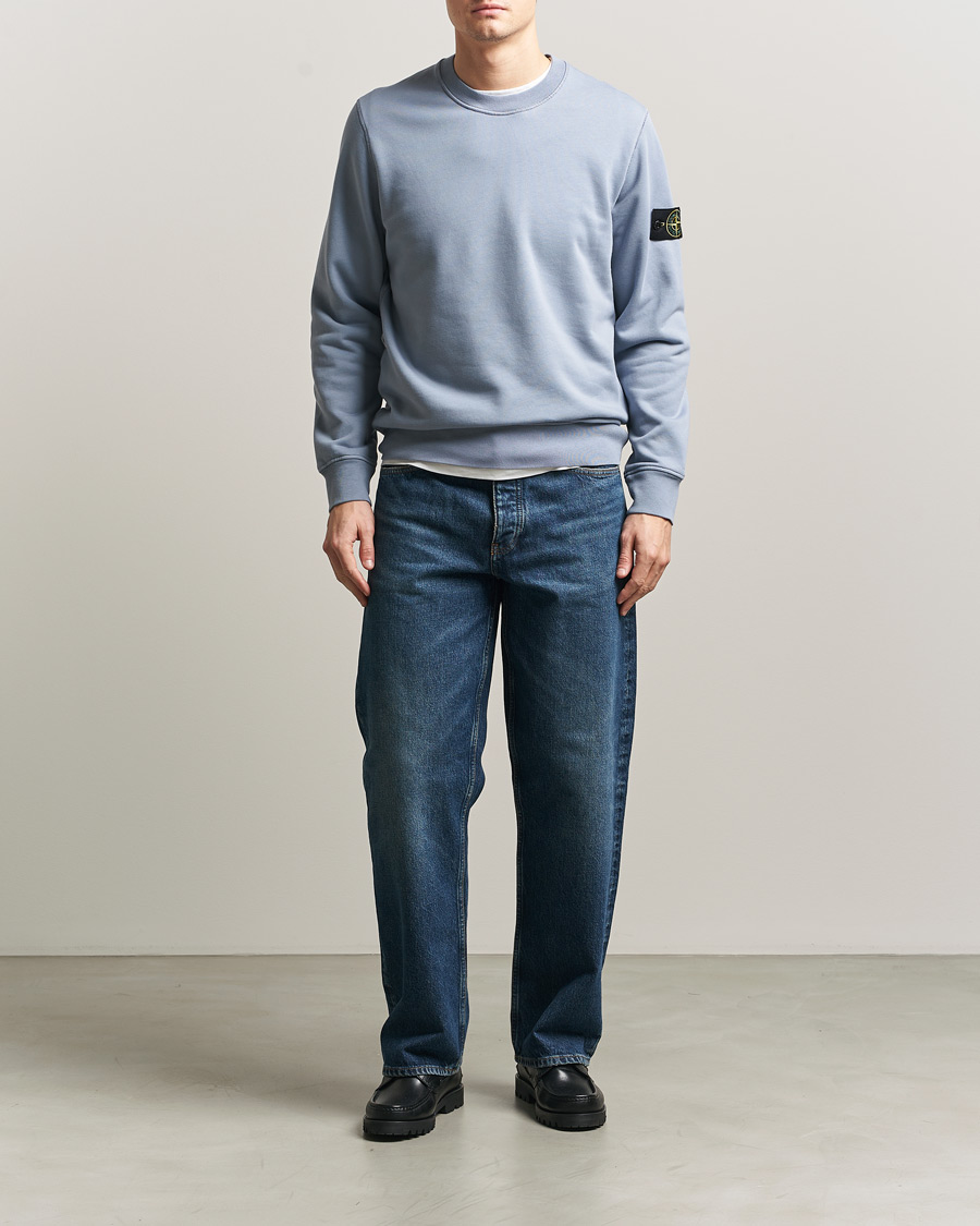 Men | Sweaters & Knitwear | Stone Island | Garment Dyed Fleece Sweatshirt Dark Blue