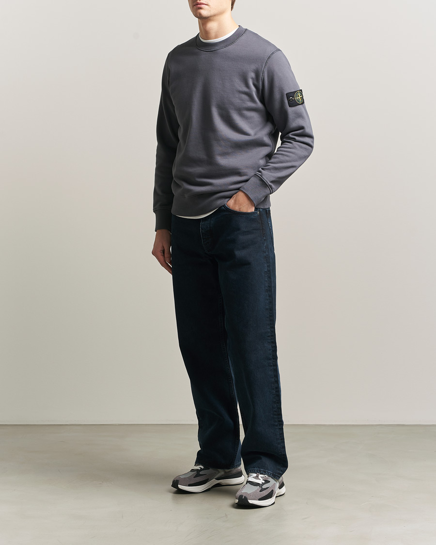 Men | Sweaters & Knitwear | Stone Island | Garment Dyed Fleece Sweatshirt Blue/Grey