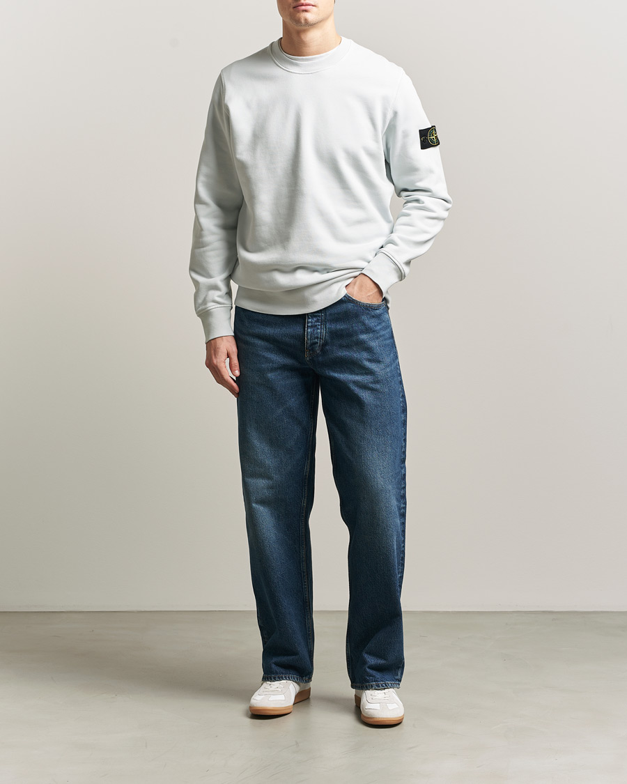 Men | Sweaters & Knitwear | Stone Island | Garment Dyed Fleece Sweatshirt Sky Blue