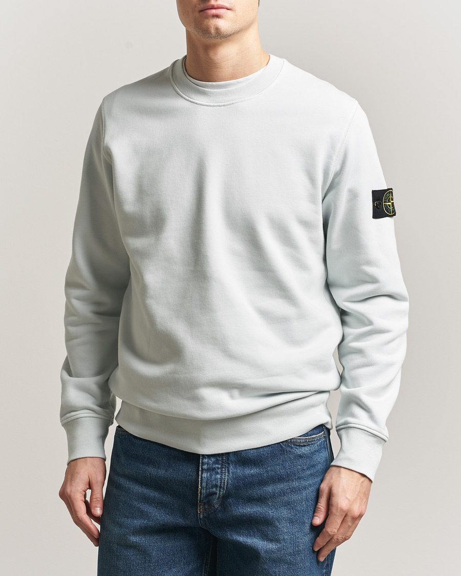 Stone Island Garment Dyed Fleece Sweatshirt Sky Blue at CareOfCarl.com