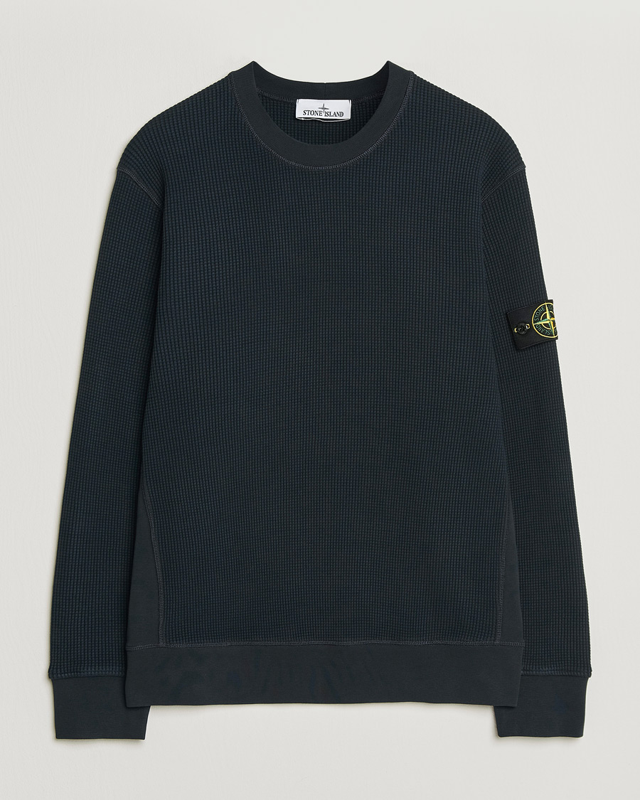 Stone Island Organic Cotton Waffle Fleece Sweatshirt Navy at