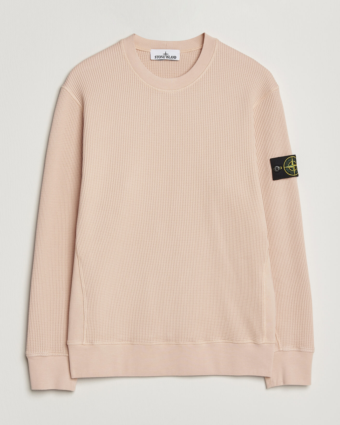 Men | Sweaters & Knitwear | Stone Island | Organic Cotton Waffle Fleece Sweatshirt Plaster Pink
