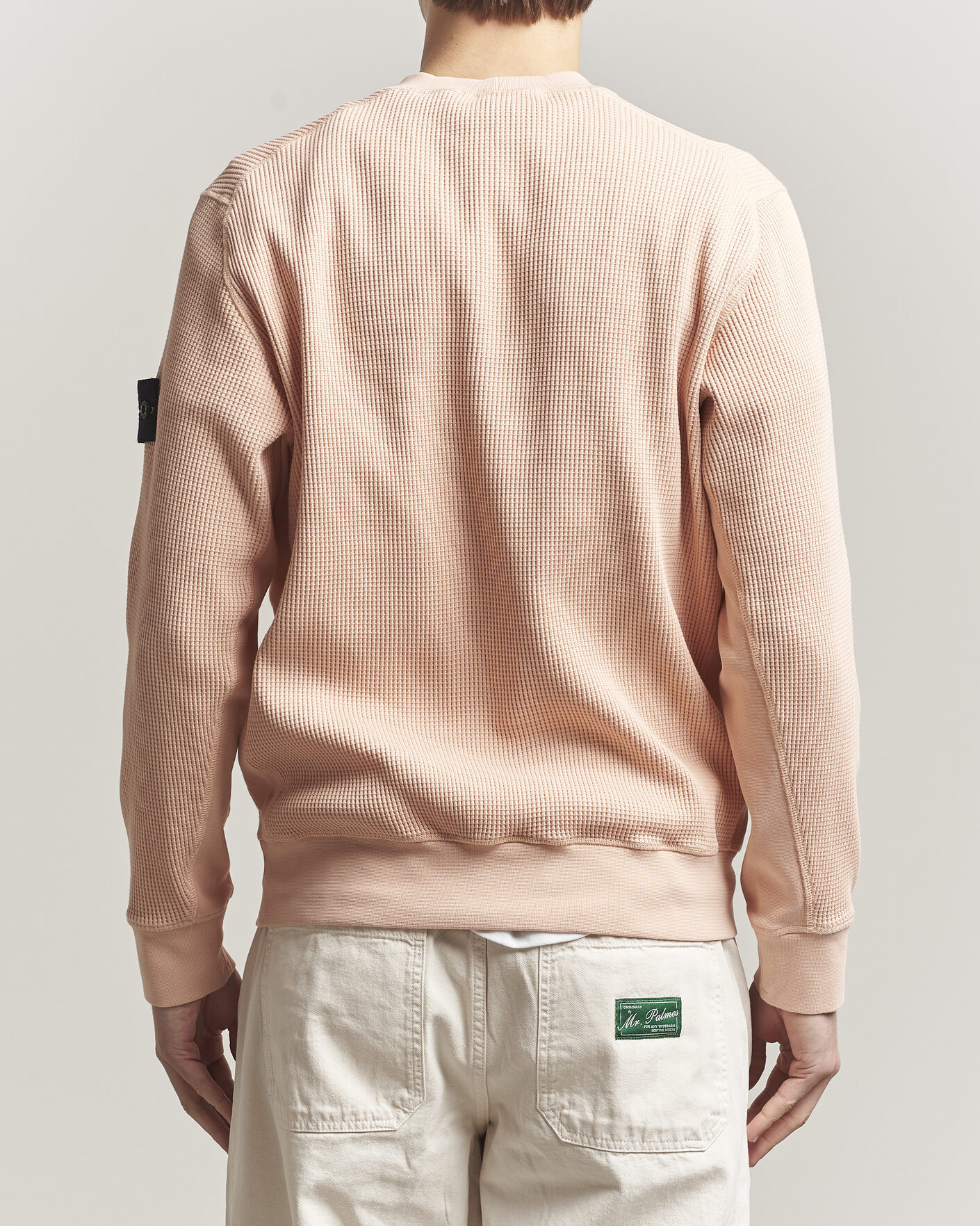 Men | Sweaters & Knitwear | Stone Island | Organic Cotton Waffle Fleece Sweatshirt Plaster Pink