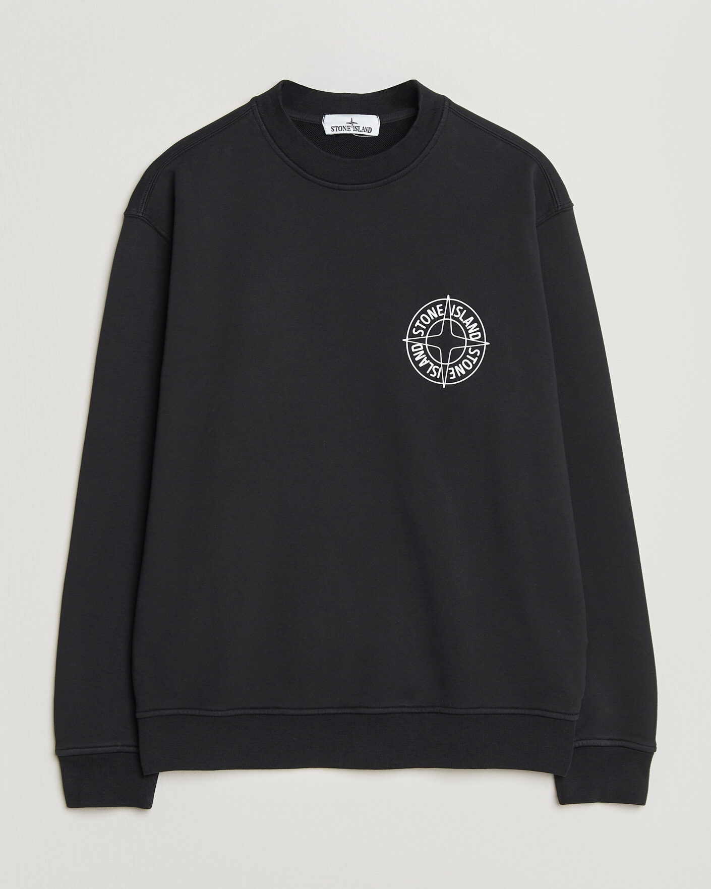 Men | Sweaters & Knitwear | Stone Island | Cotton Fleece Printed Logo Sweatshirt Black