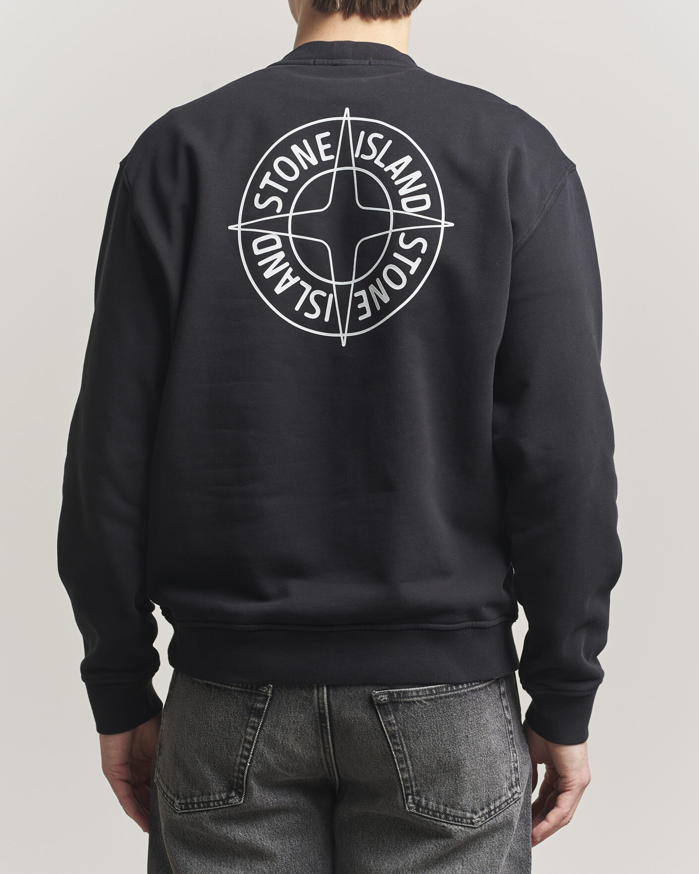 Men | Sweaters & Knitwear | Stone Island | Cotton Fleece Printed Logo Sweatshirt Black