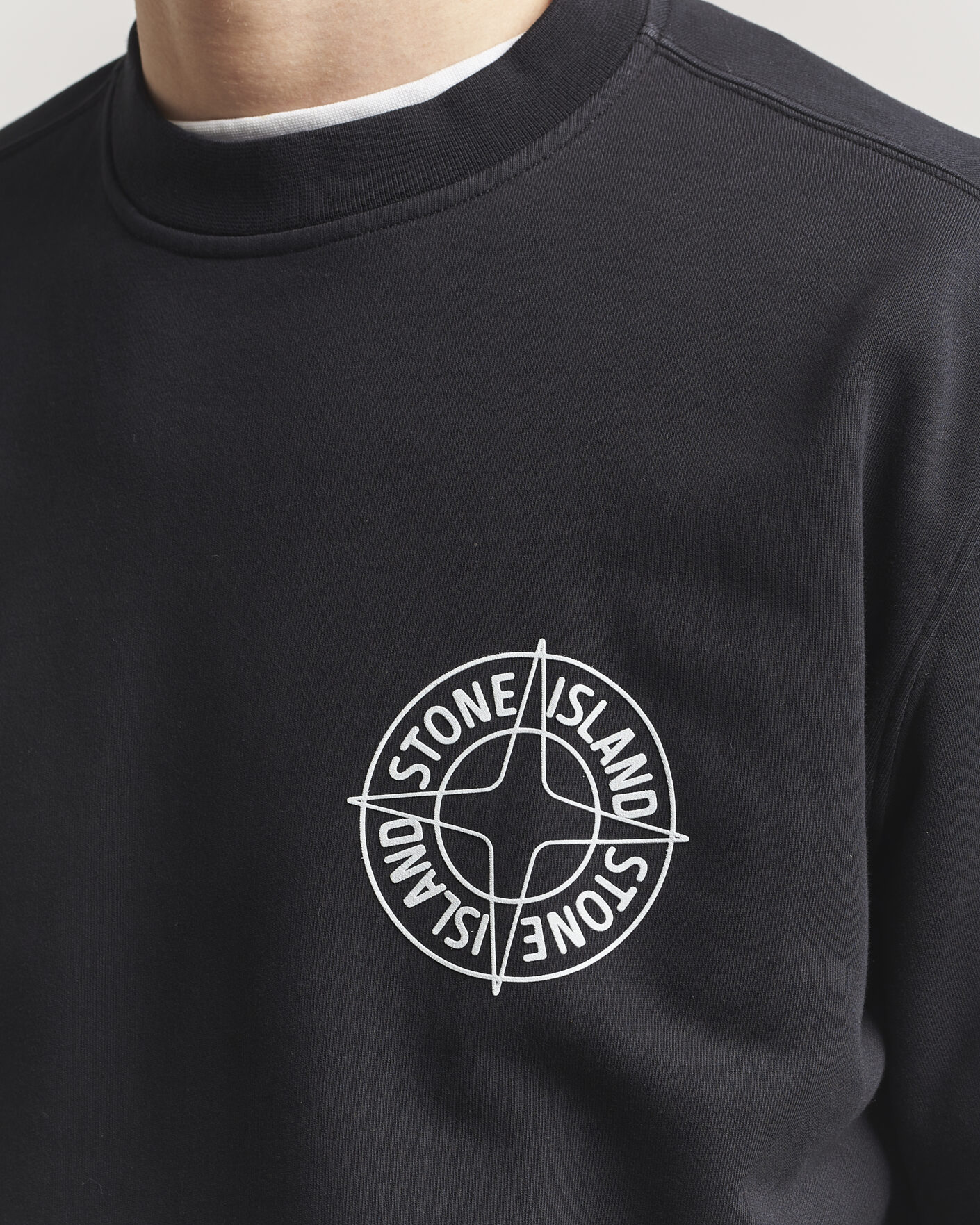 Men | Sweaters & Knitwear | Stone Island | Cotton Fleece Printed Logo Sweatshirt Black