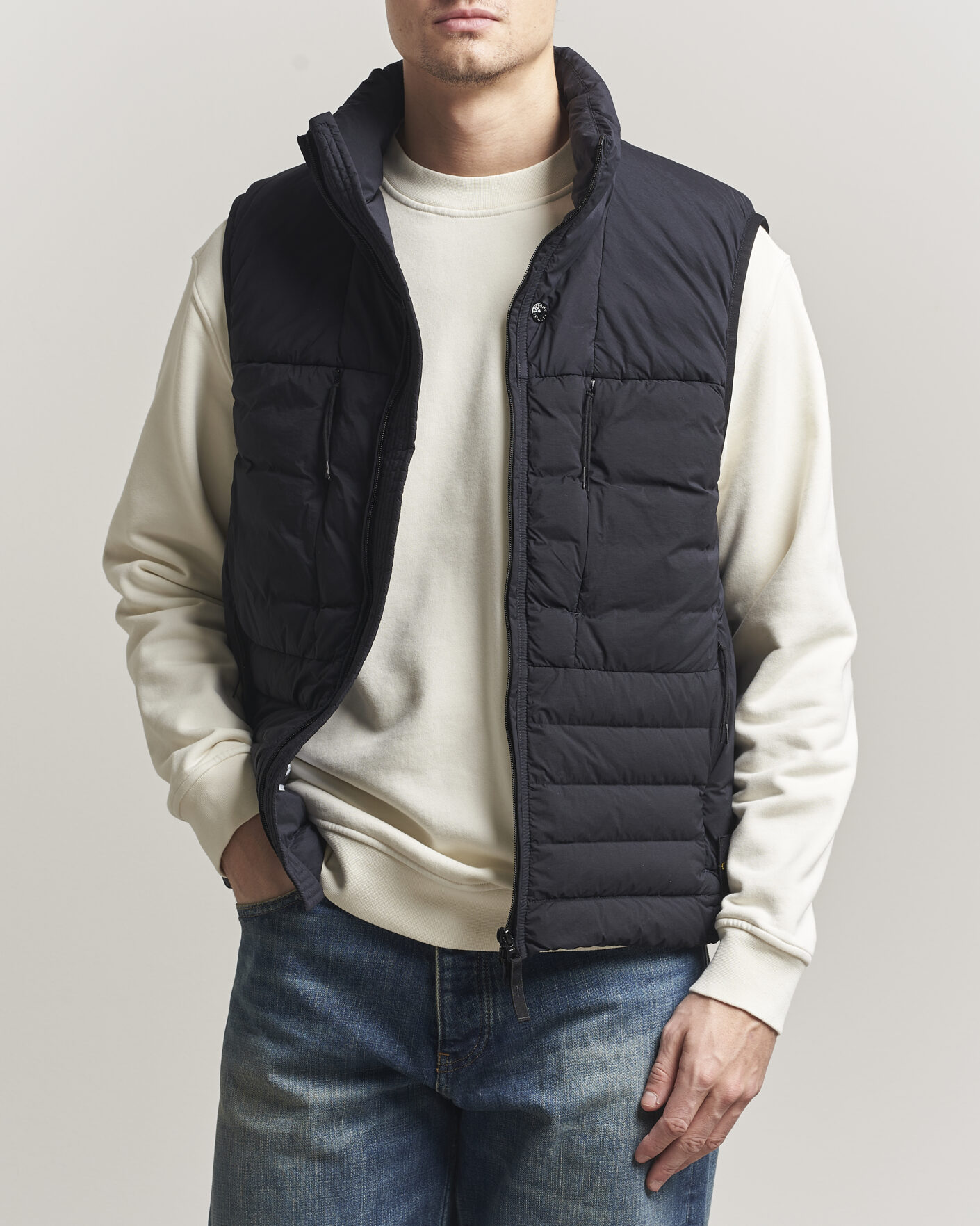 Stone Island Nylon Down Vest Navy at CareOfCarl.com