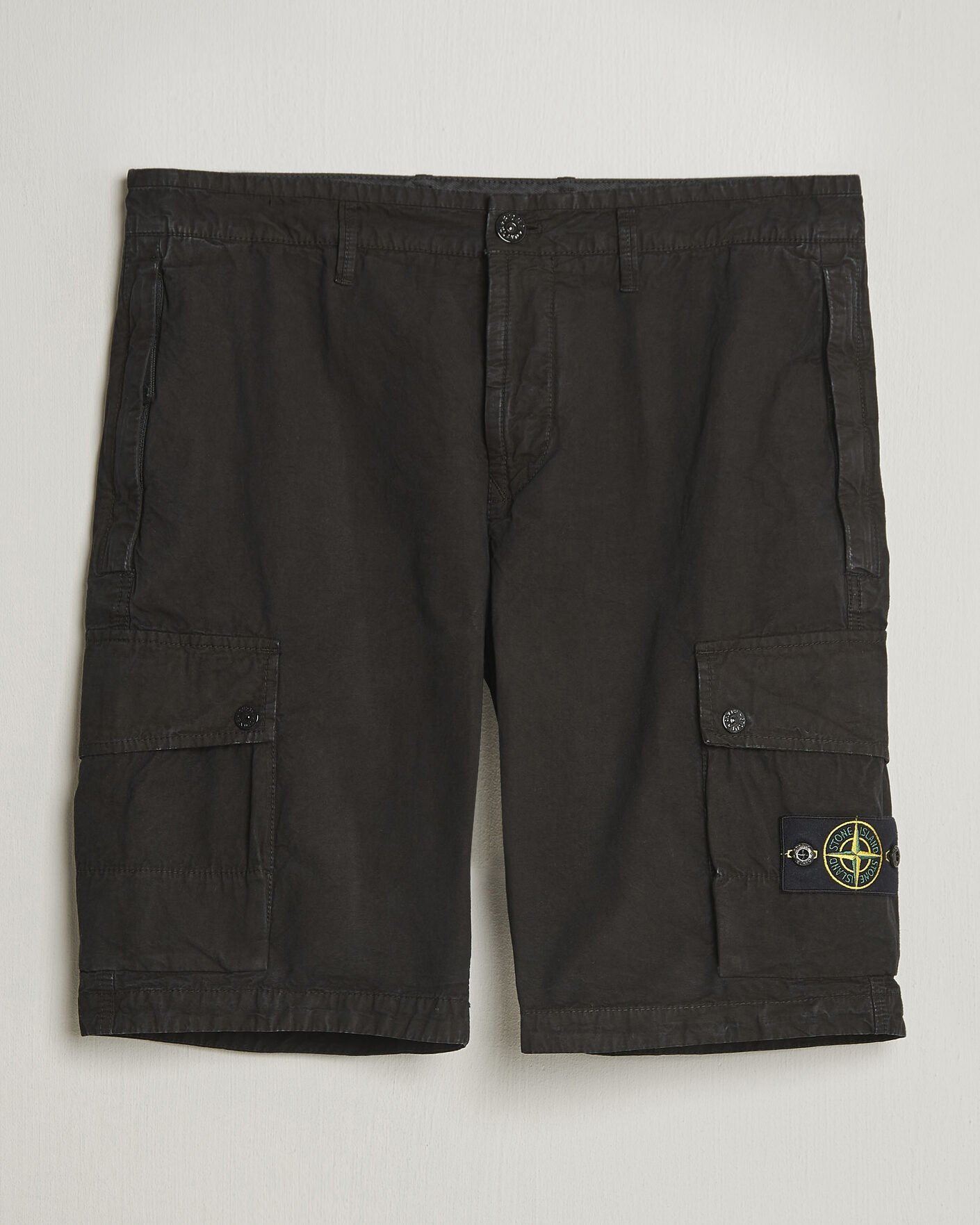 Stone Island Brushed Cotton Canvas Cargo Shorts Black at