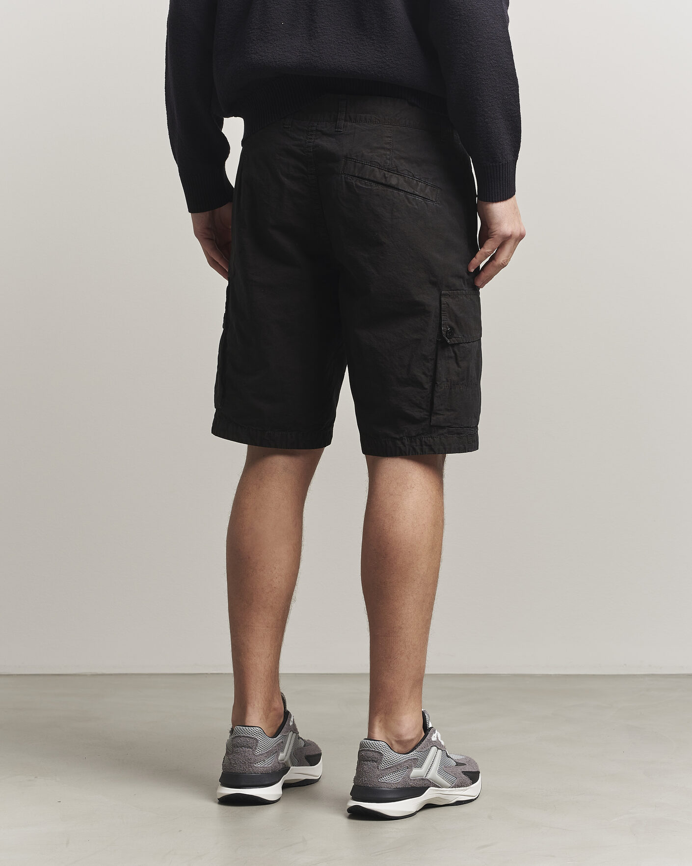 Stone Island Brushed Cotton Canvas Cargo Shorts Black at