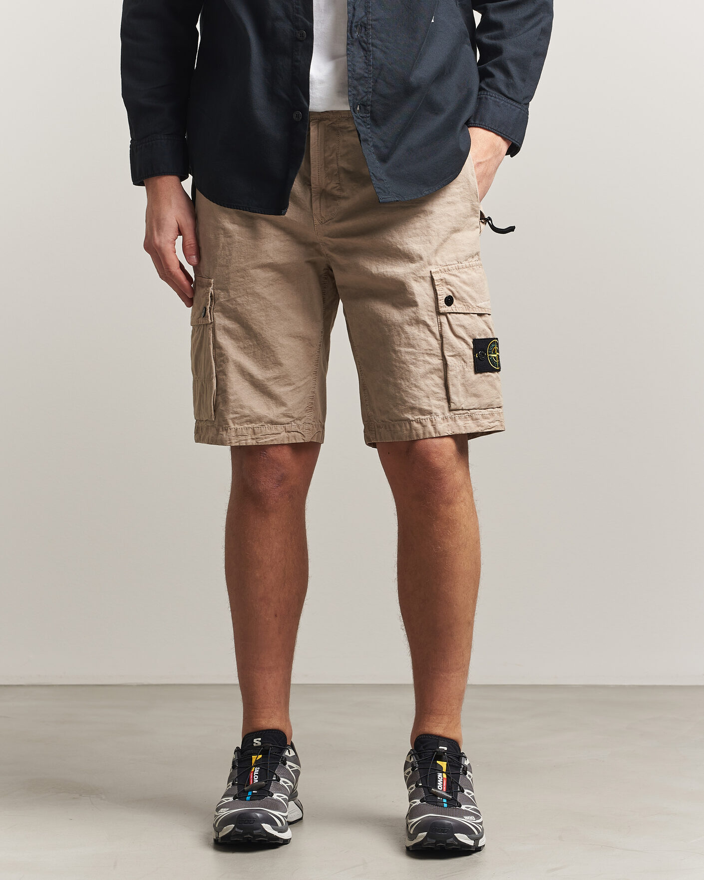 Men | Shorts | Stone Island | Brushed Cotton Canvas Cargo Shorts Desert