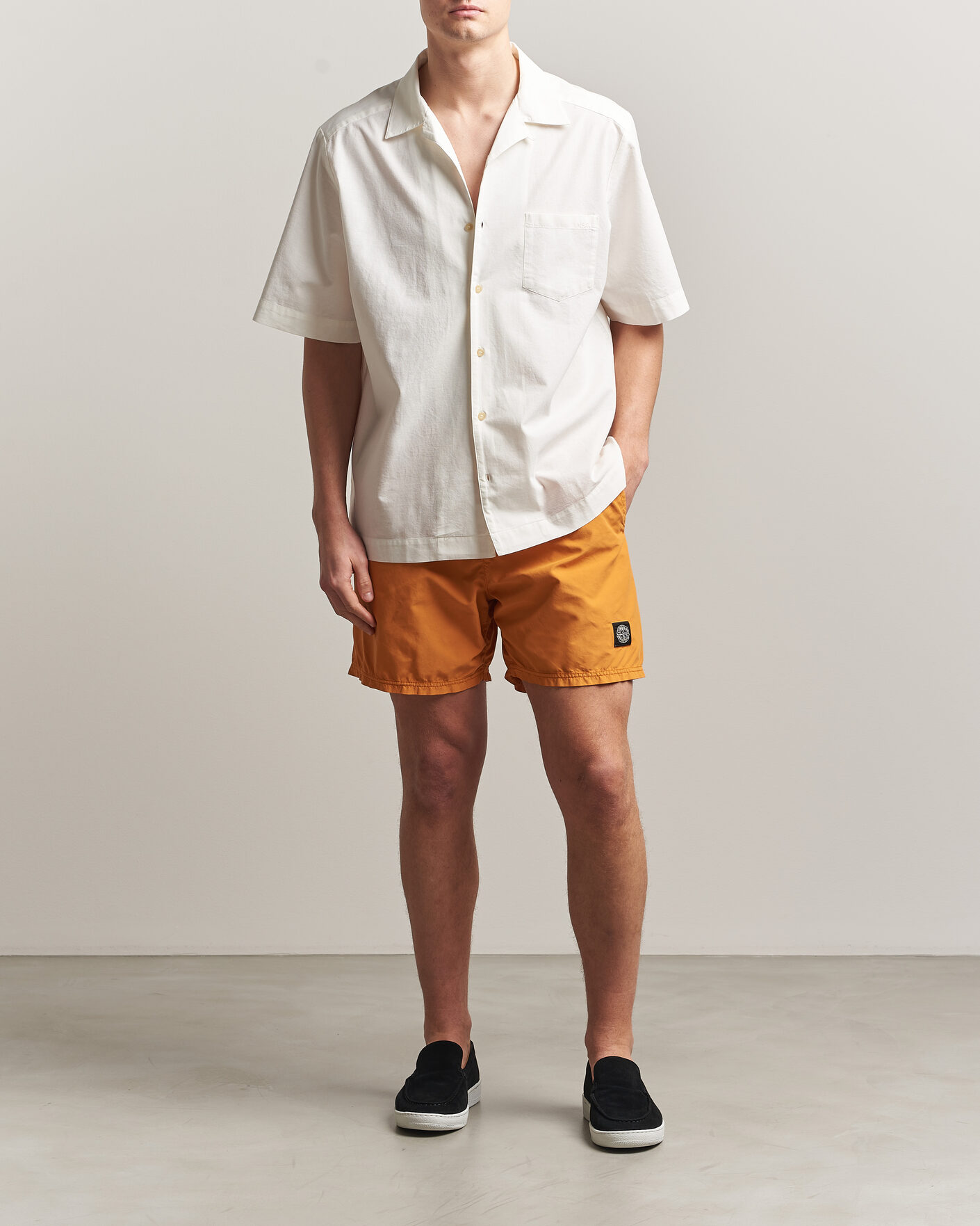 Stone Island Brushed Nylon Swimshorts Tangerine at CareOfCarl.com