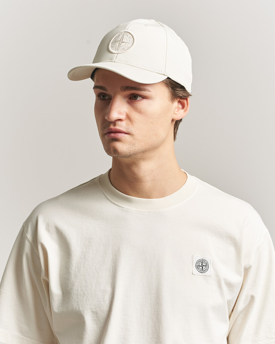 Stone Island Classic Cotton Logo Cap Ivory at CareOfCarl.com
