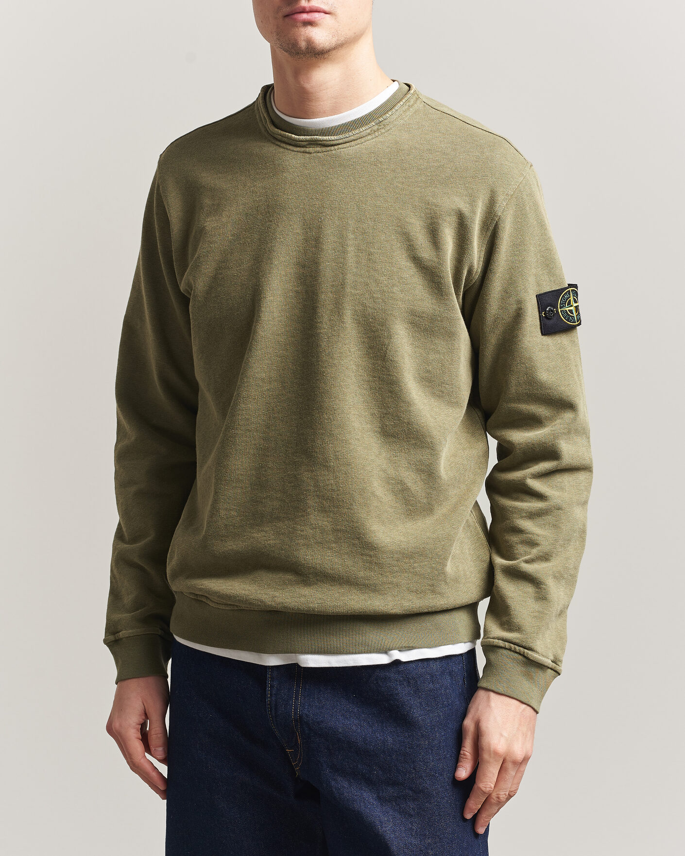 Men | Sweaters & Knitwear | Stone Island | Old Dyed Cotton Sweatshirt Military Green