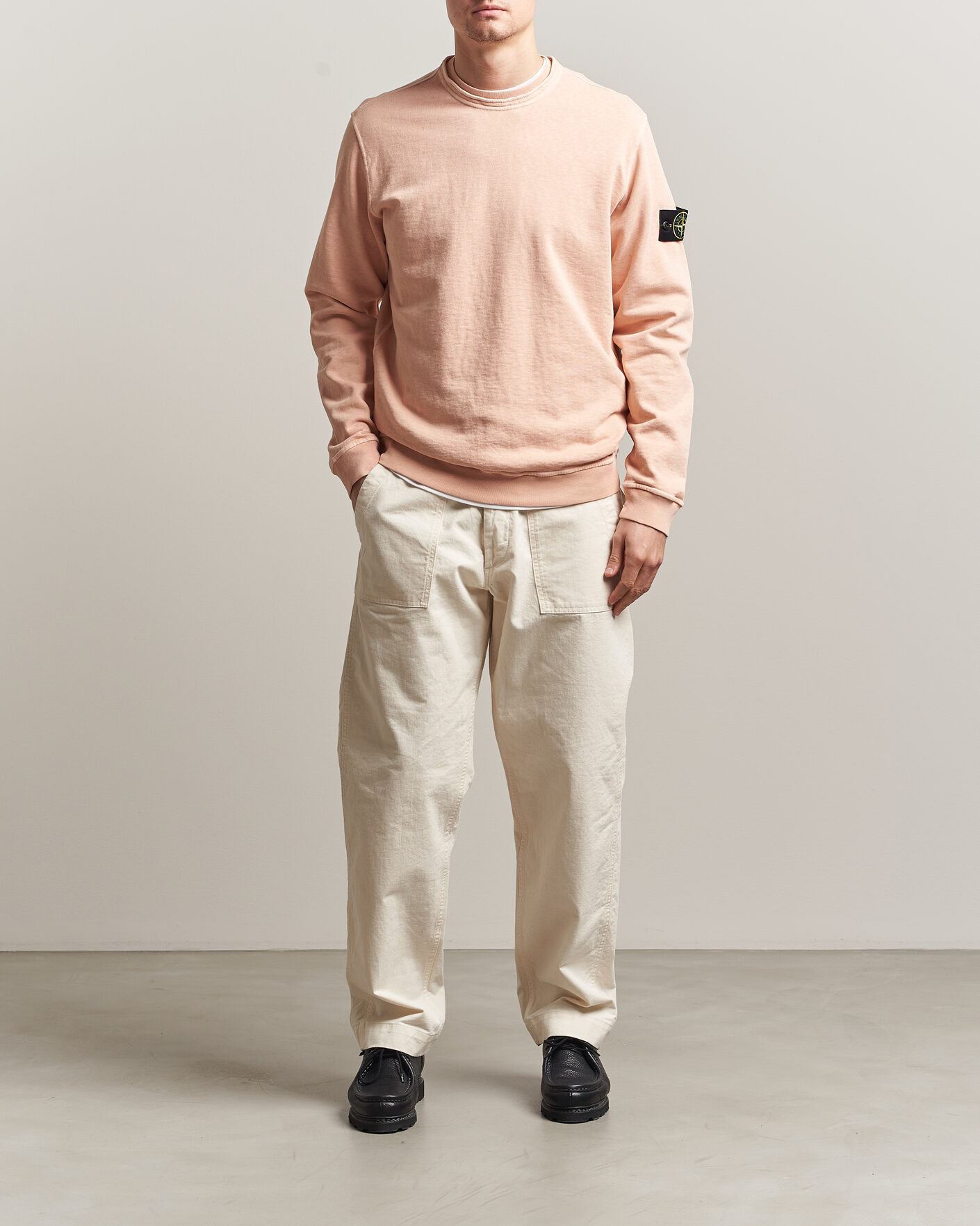Men | Sweaters & Knitwear | Stone Island | Old Dyed Cotton Sweatshirt Plaster Pink