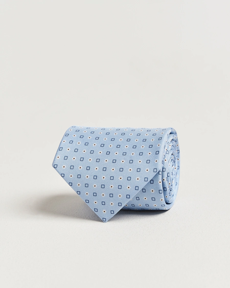 Men | Ties | E. Marinella | 3-Fold Printed Silk Tie Light Blue
