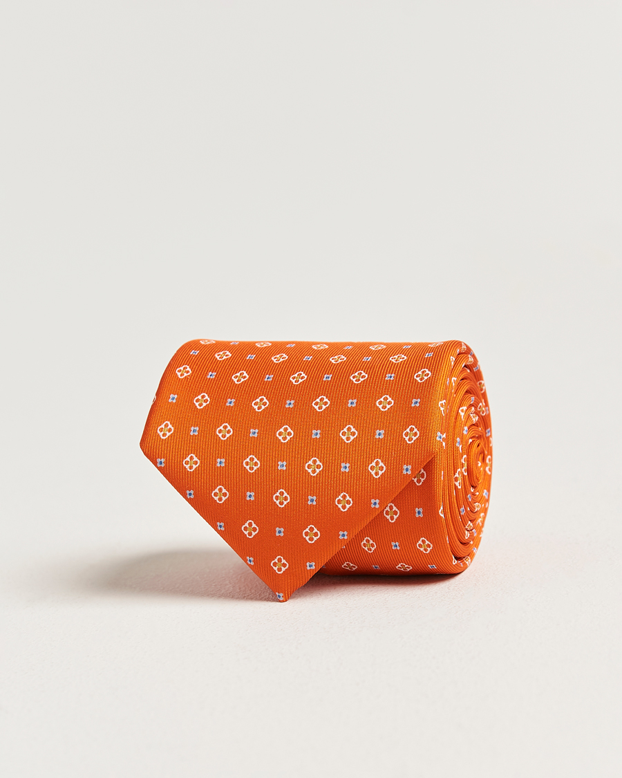 Men | Ties | E. Marinella | 3-Fold Printed Silk Tie Orange