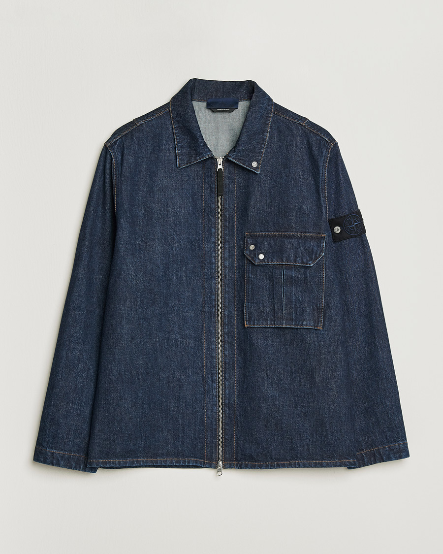 Stone Island Denim Zip Shirt Jacket Blue Rinse at CareOfCarl.com