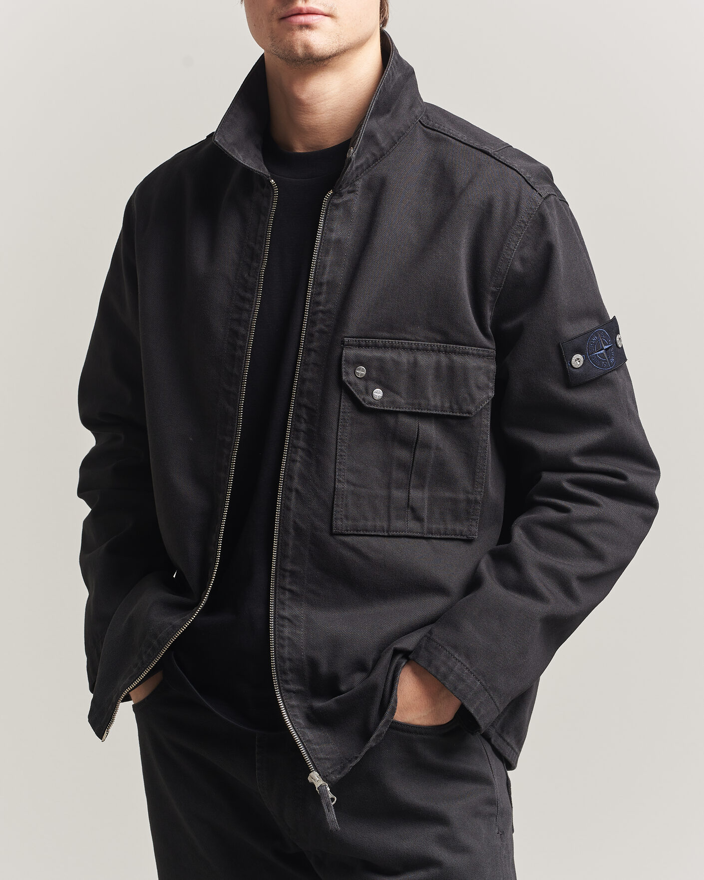 Men | Coats & Jackets | Stone Island | Denim Zip Overshirt Black