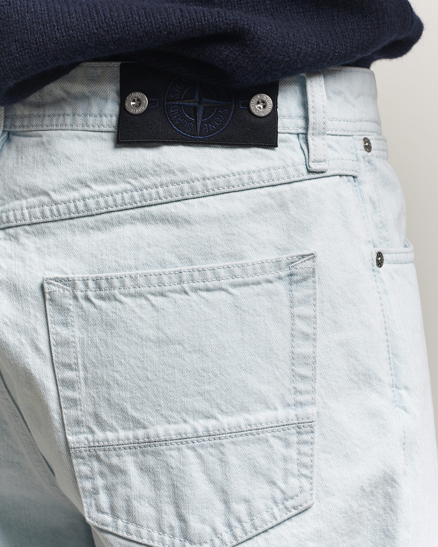 Stone Island Loose Fit Denim Jeans Blue Extra Bleach at CareOfCarl.com