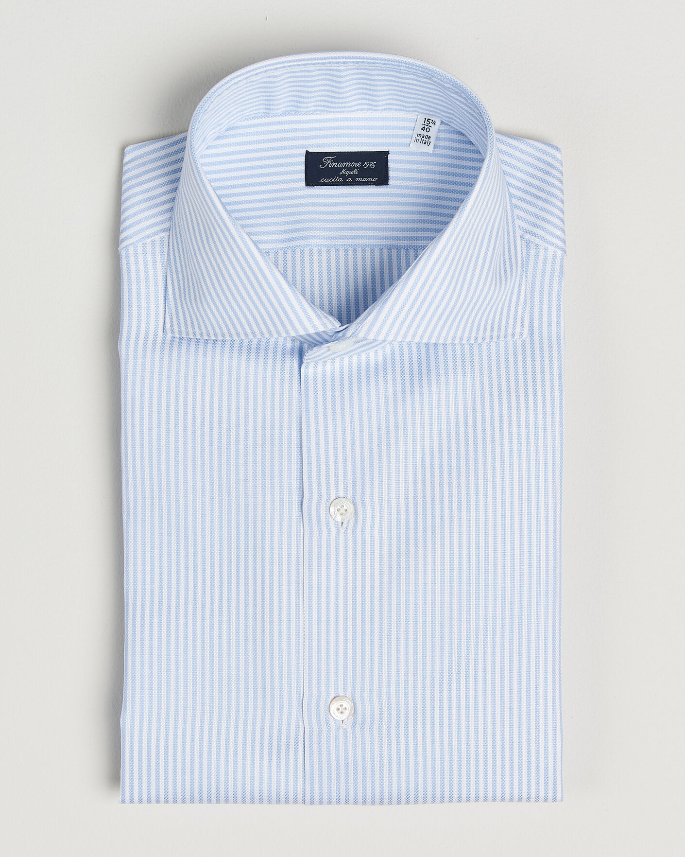 Men | Shirts | Finamore Napoli | Milano Slim Royal Oxford Dress Shirt Light Blue Stripe