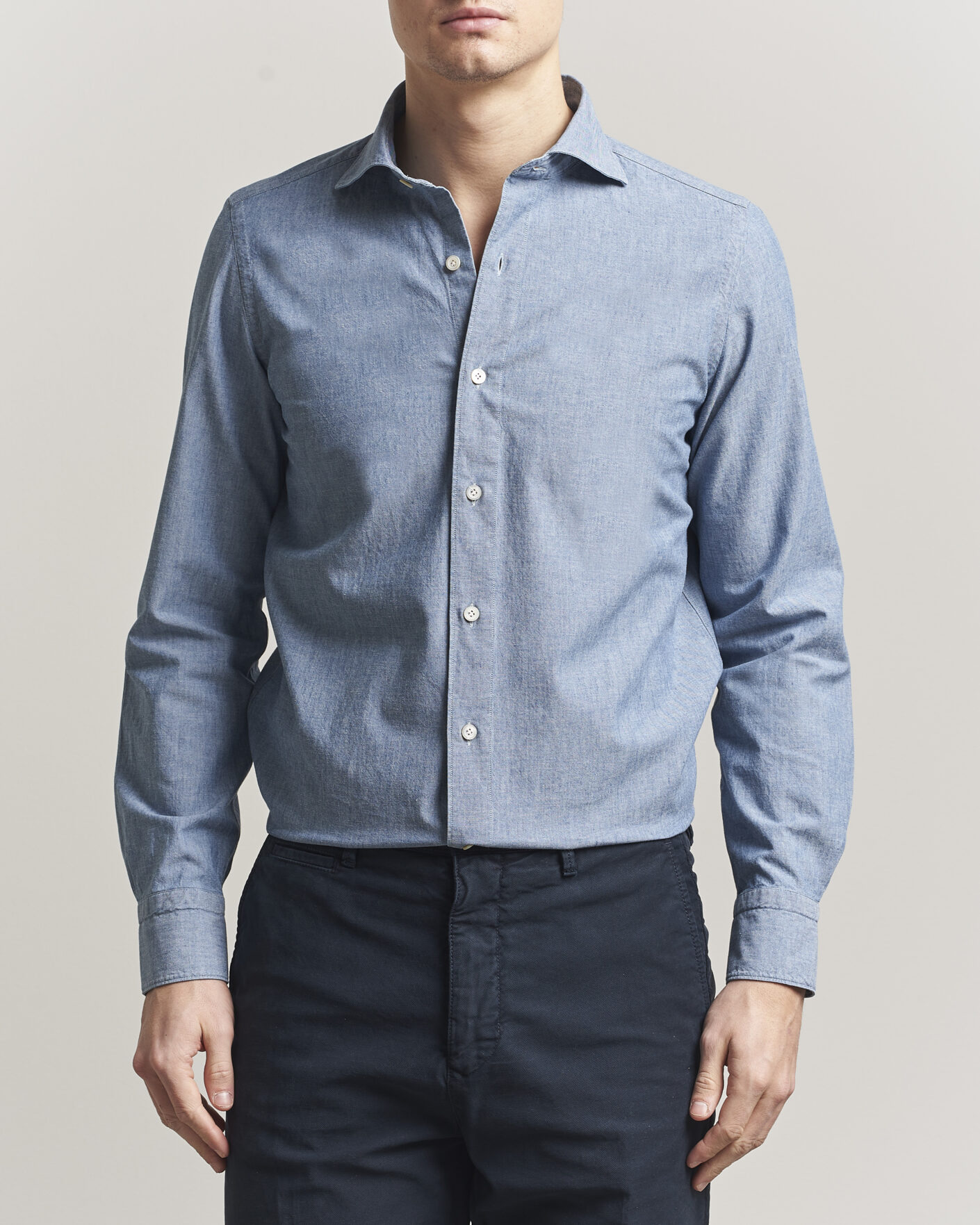 Men | Shirts | Finamore Napoli | Gaeta Chambray Shirt Light Blue