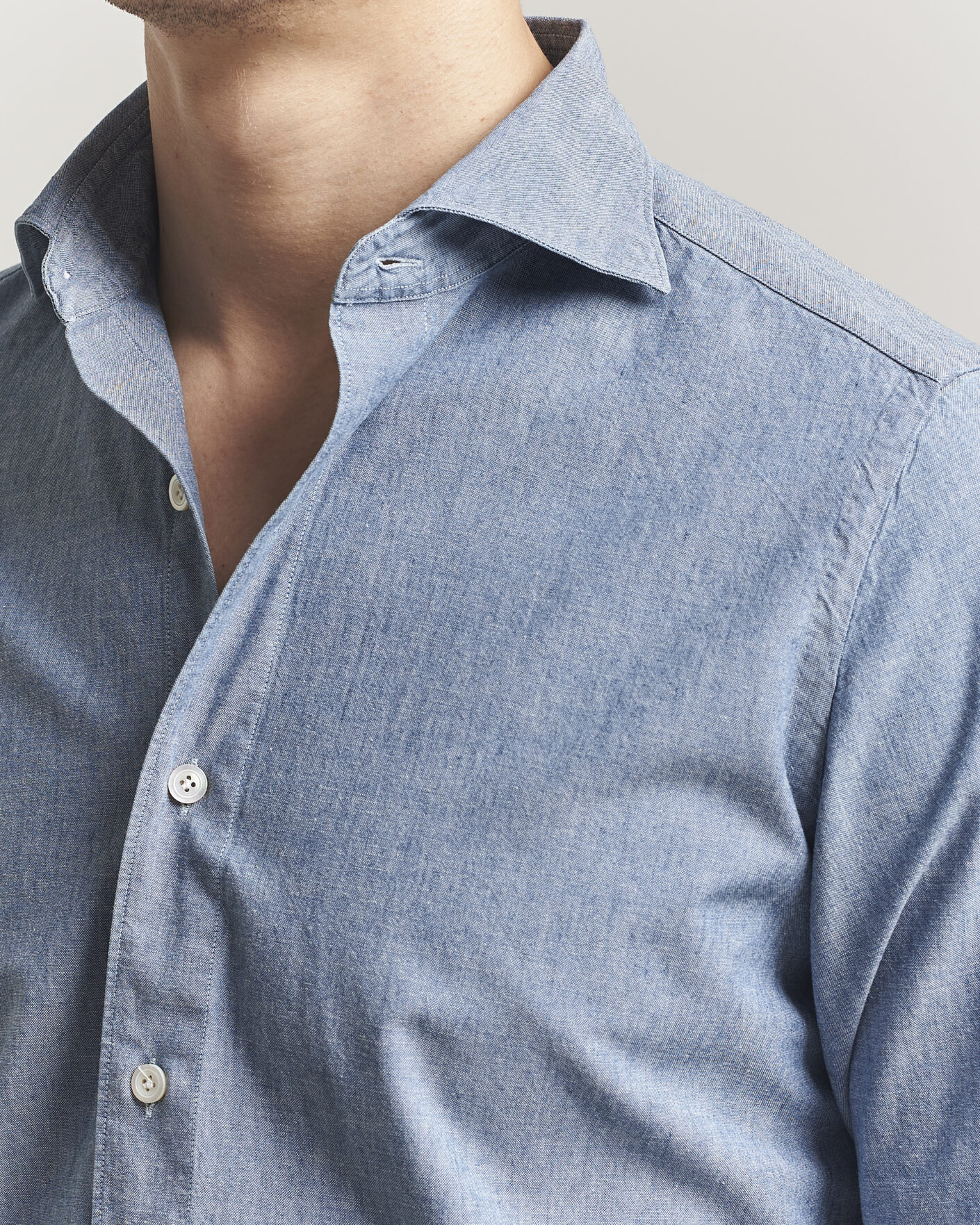 Men | Shirts | Finamore Napoli | Gaeta Chambray Shirt Light Blue