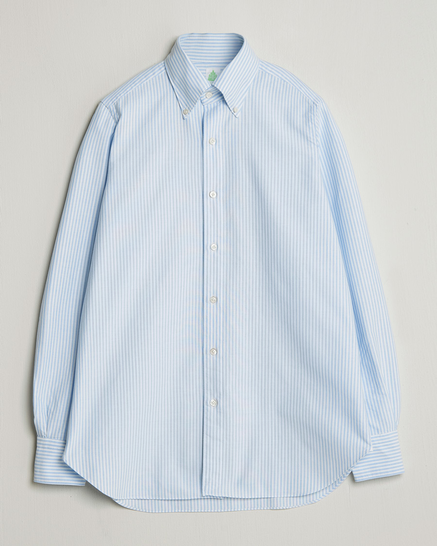 Finamore Napoli Gaeta Oxford Button Down Shirt Light Blue Stripe