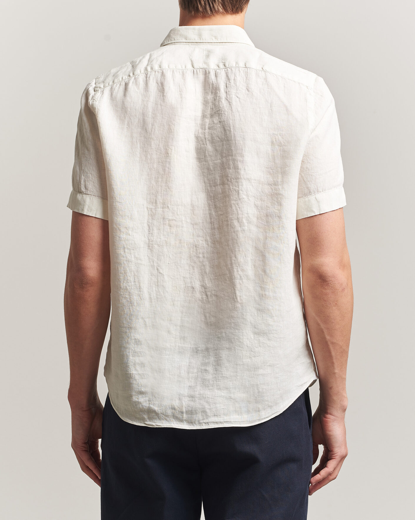 Men | Shirts | Finamore Napoli | Linen Short Sleeve Sport Shirt Off White