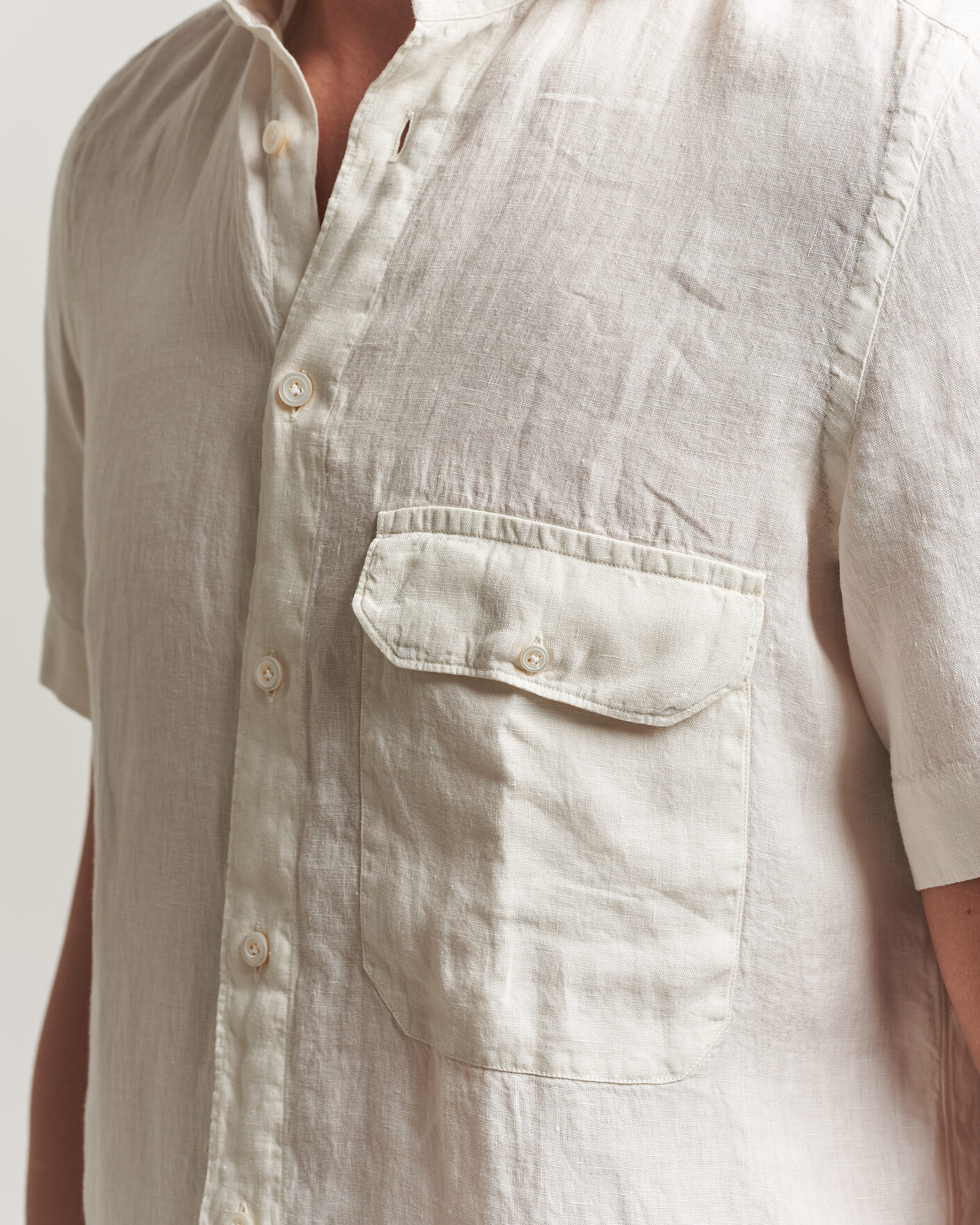 ●最終価格●【LIMI feu】short sleeve linen shirt Bradford in White - Short Sleeve Linen Shirt - Wedding Tropics