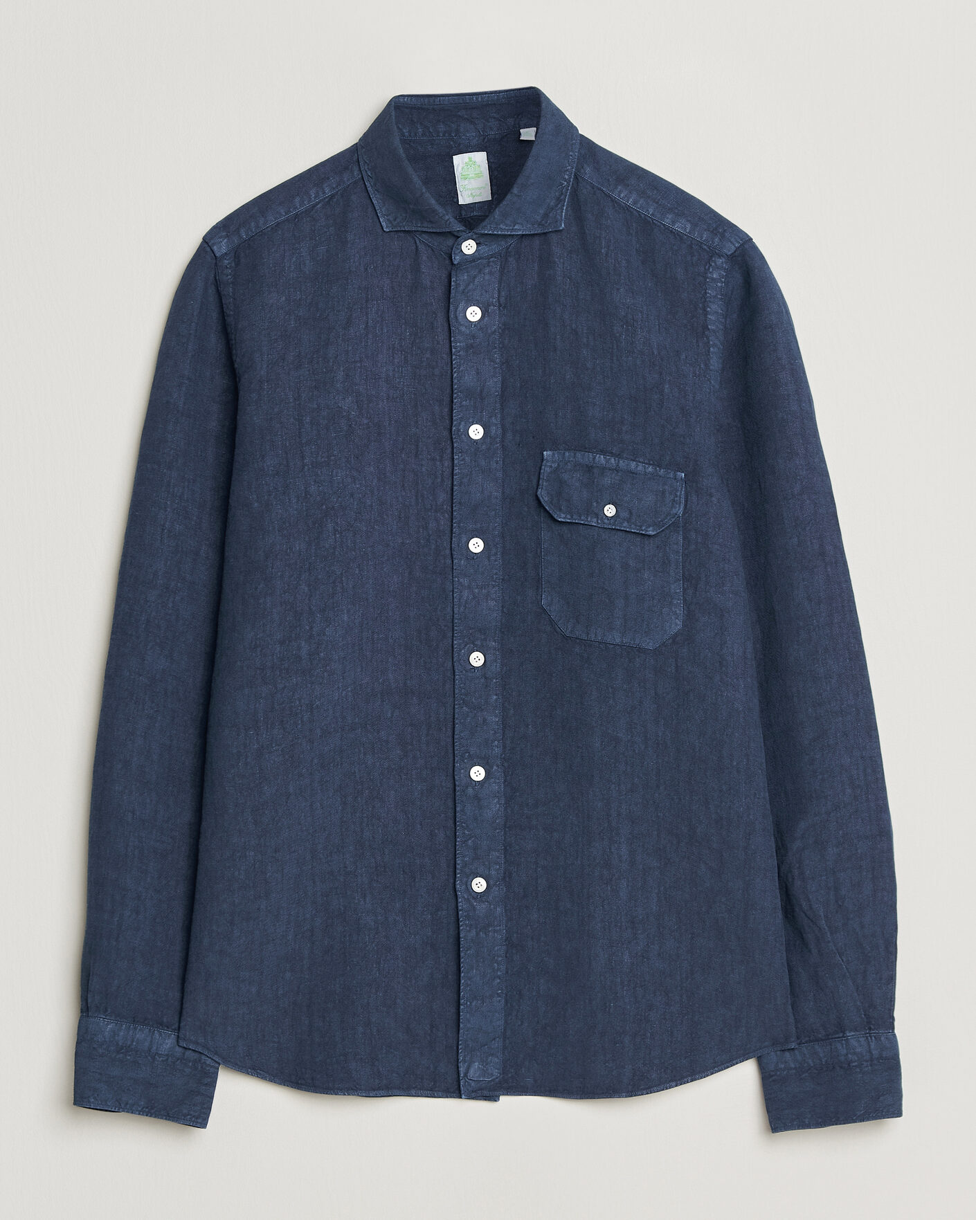 Men | Shirts | Finamore Napoli | Salina Garment Dyed Linen Overshirt Navy