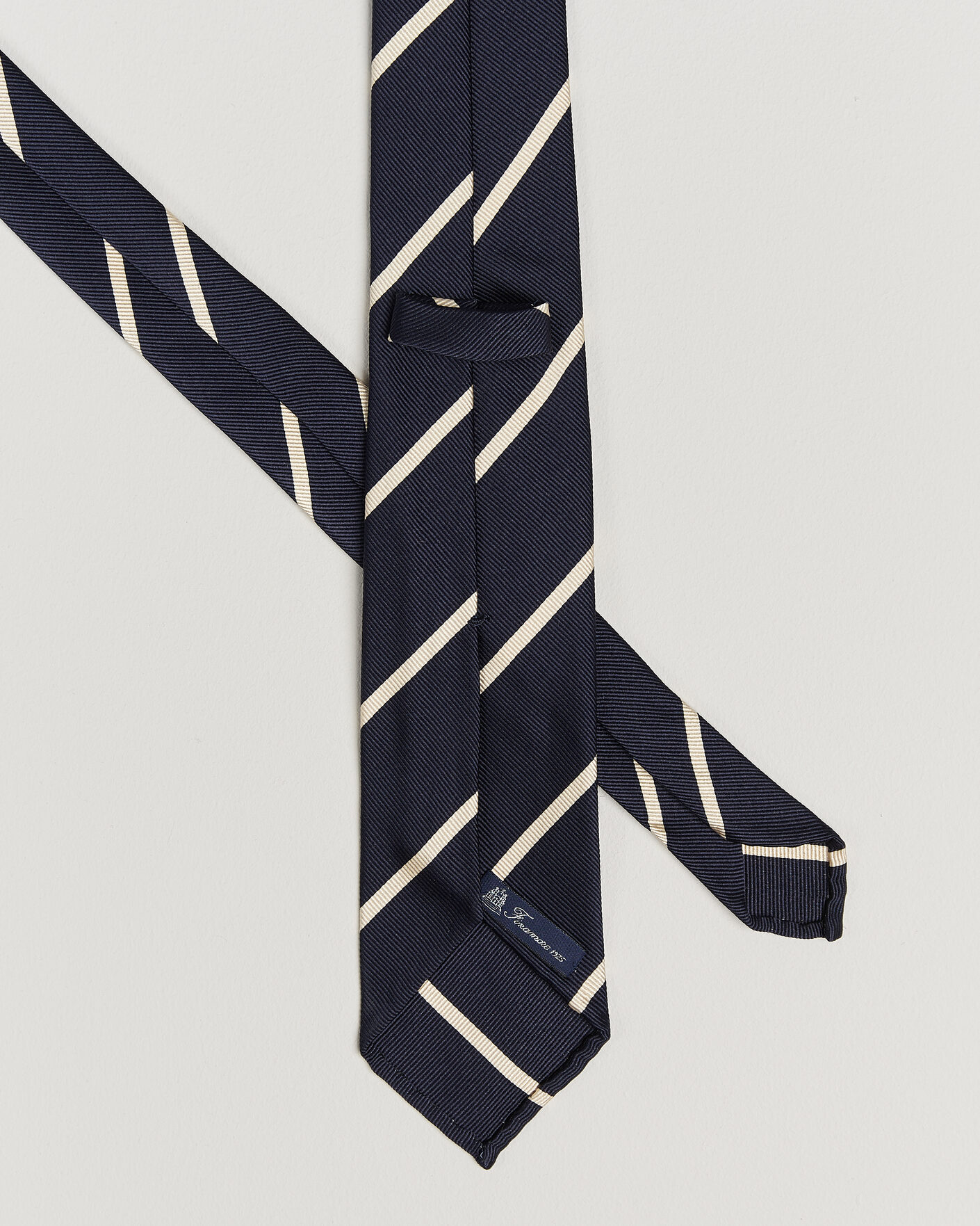 Men | Ties | Finamore Napoli | Regimental Stripe Silk Tie Navy/White