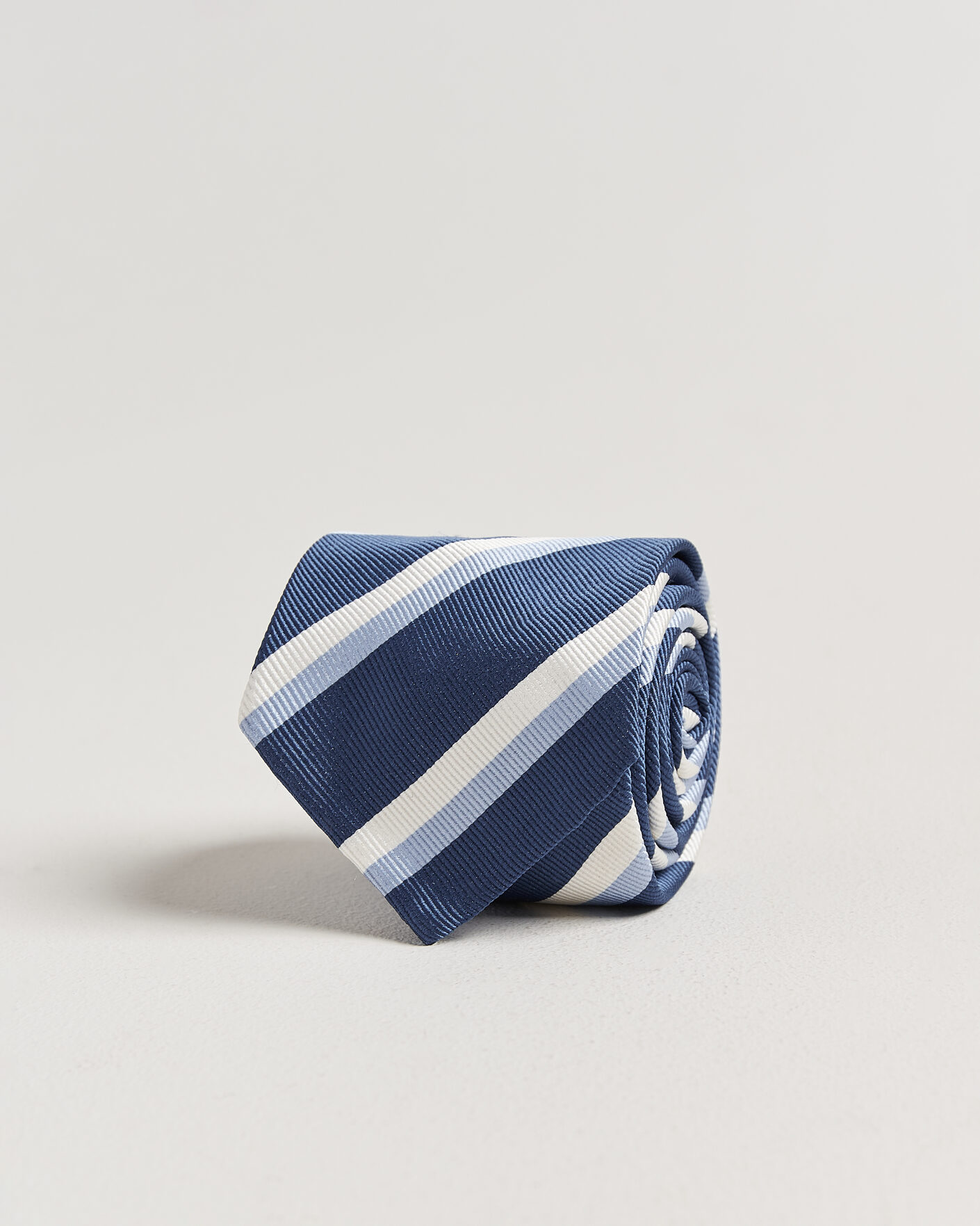 Men | Ties | Finamore Napoli | Regimental Stripe Silk Tie Blue/White
