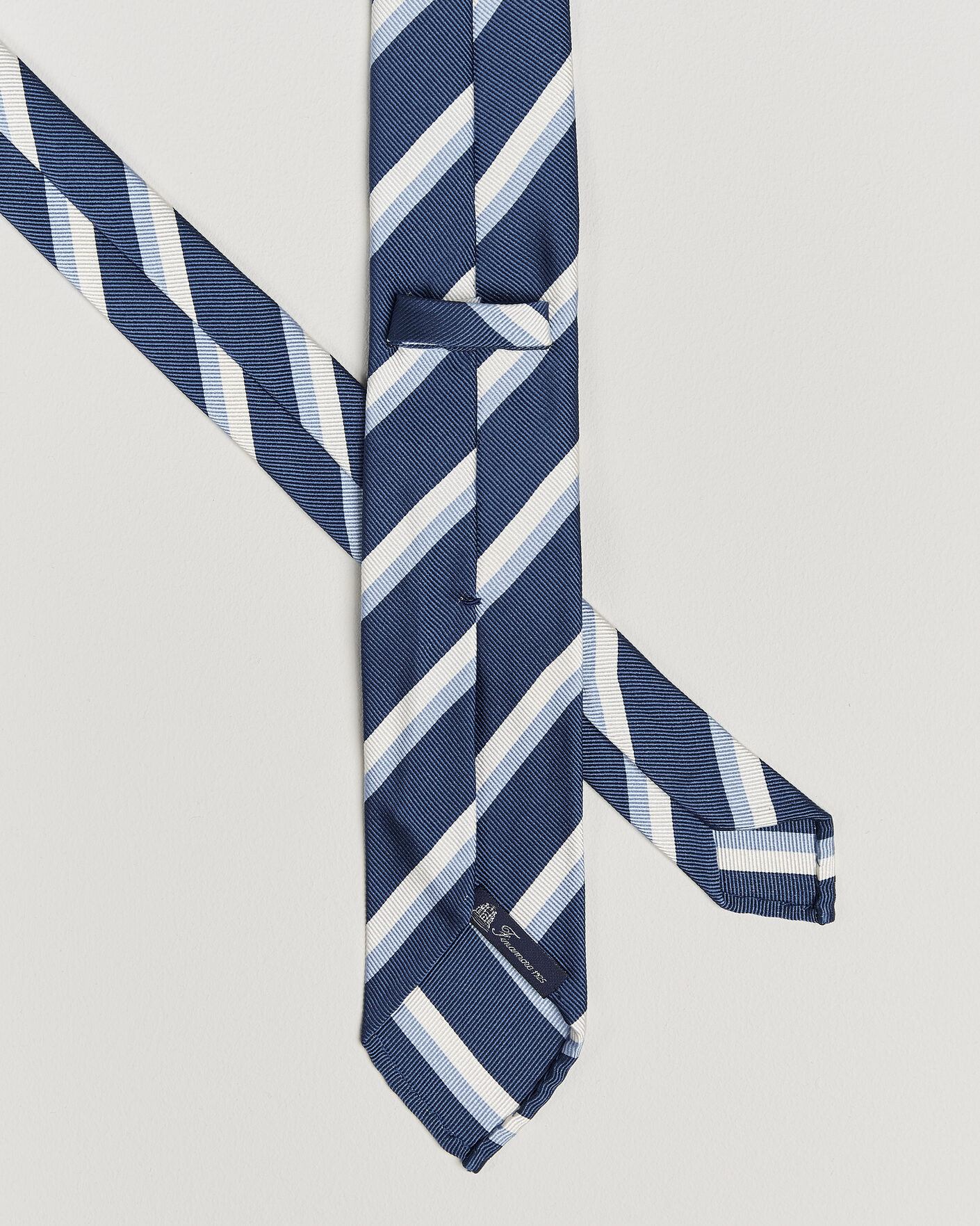 Men | Ties | Finamore Napoli | Regimental Stripe Silk Tie Blue/White