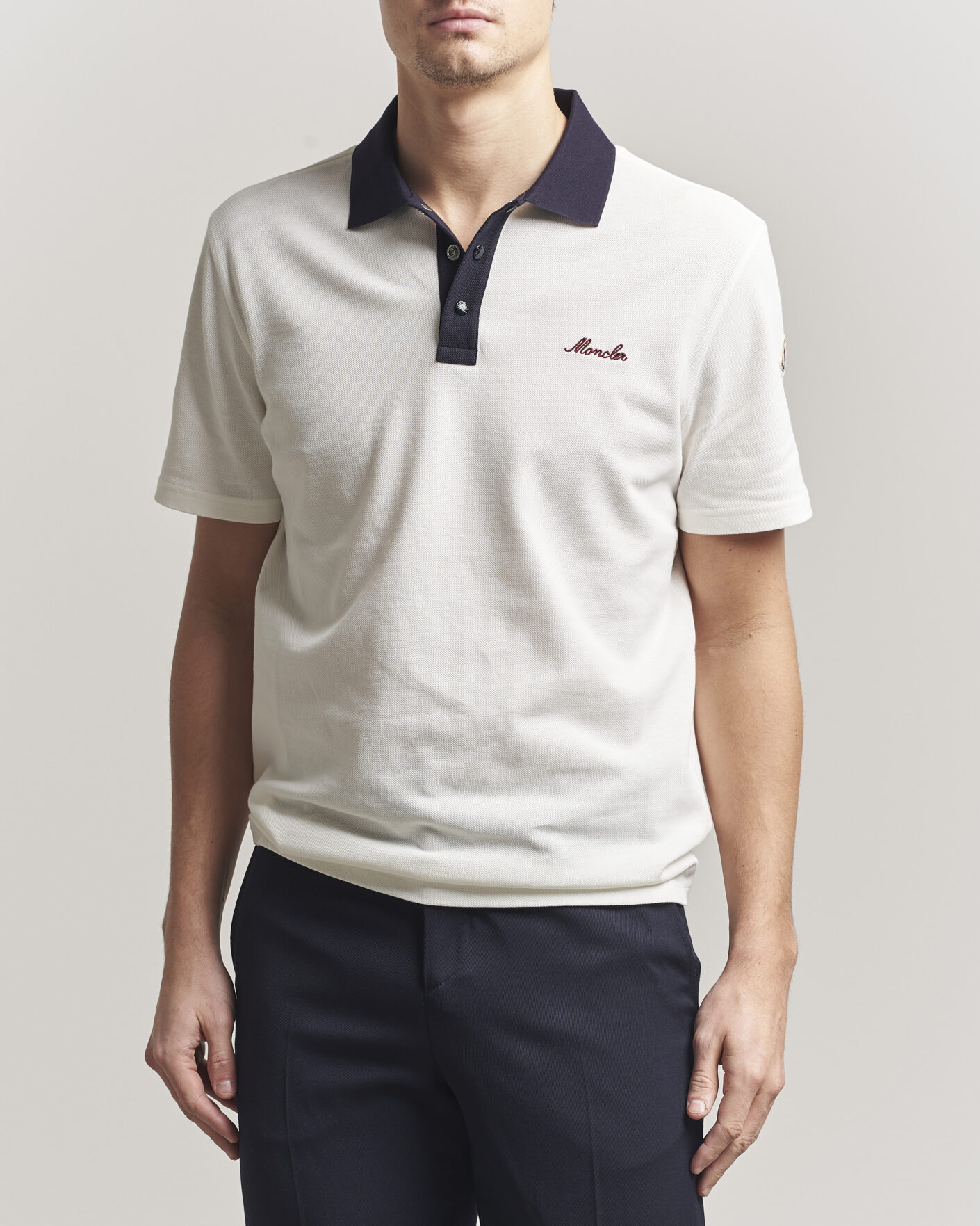 Moncler Signature Logo Polo Off White at CareOfCarl.com