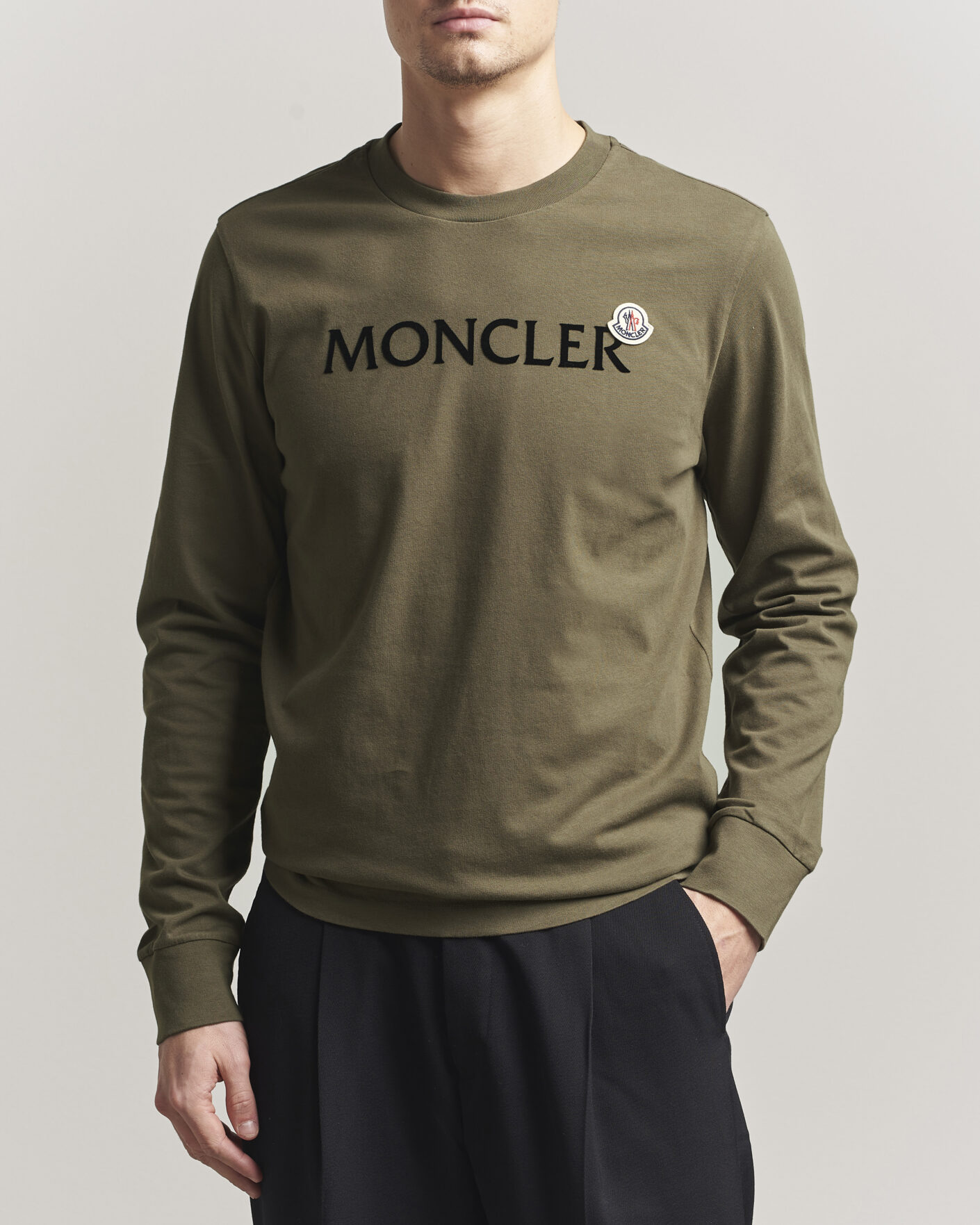Moncler Lettering Logo Long Sleeve T-Shirt Desert at CareOfCarl.com