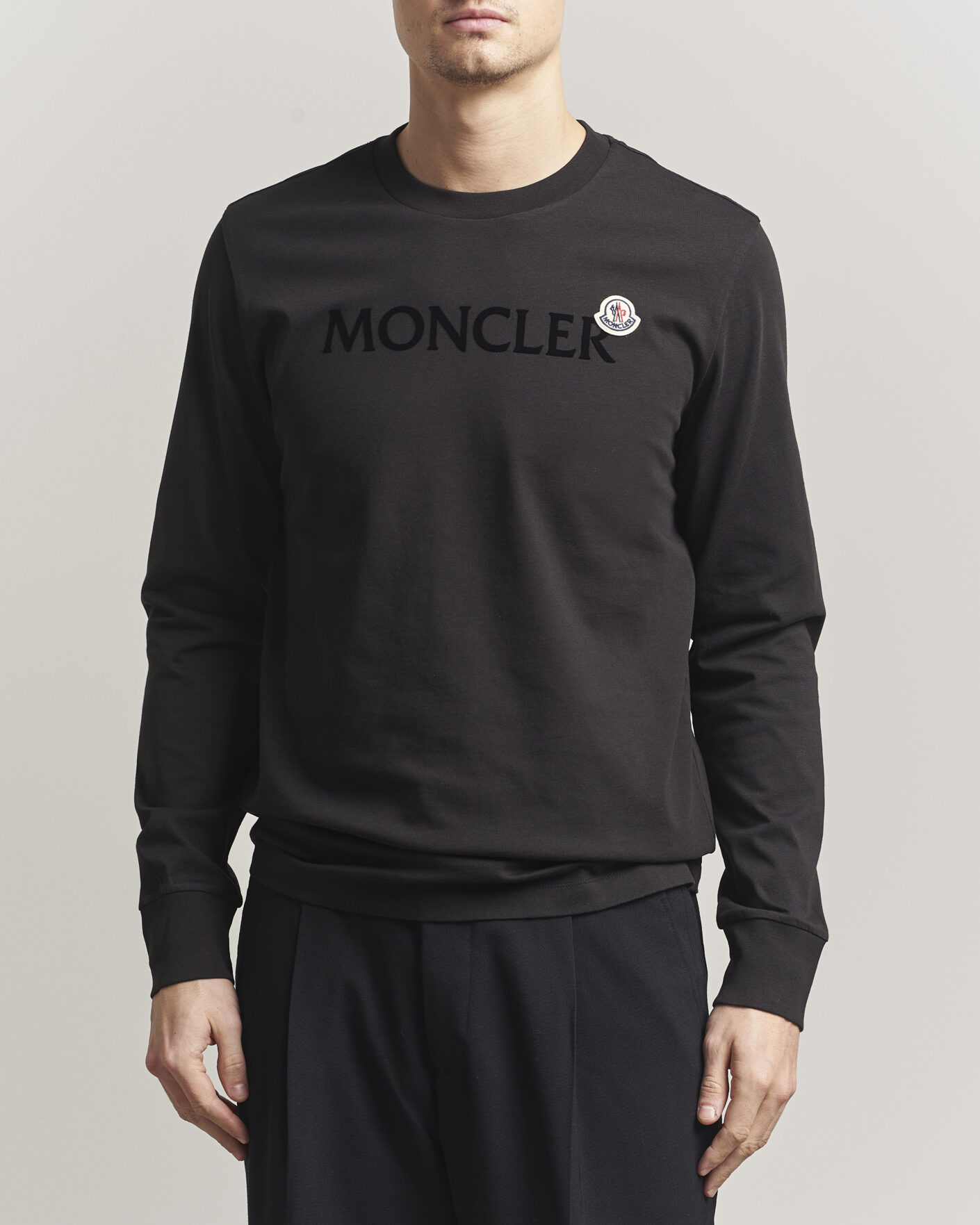 Moncler Lettering Logo Long Sleeve T-Shirt Black at CareOfCarl.com