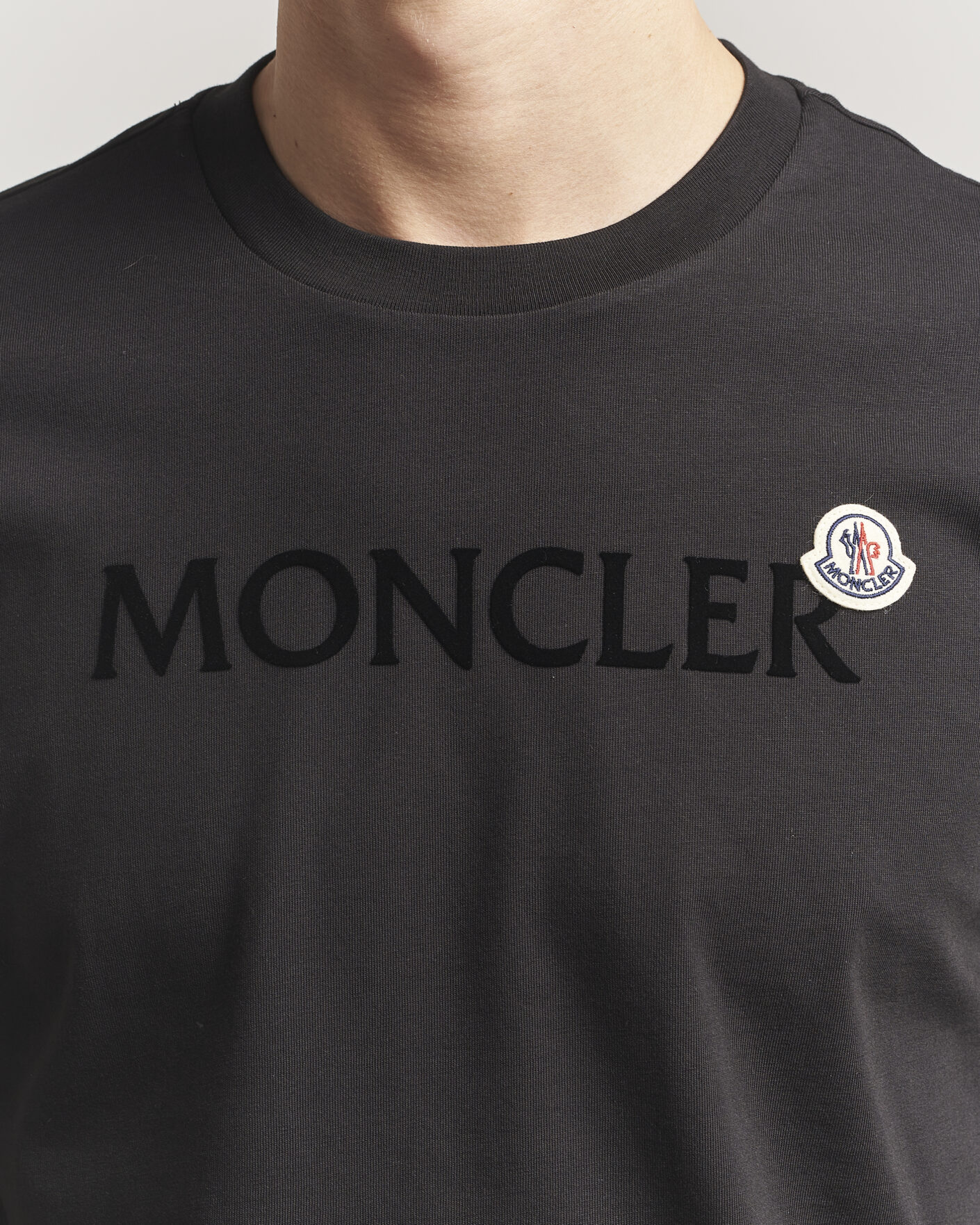 Men | T-Shirts | Moncler | Lettering Logo Long Sleeve T-Shirt Black